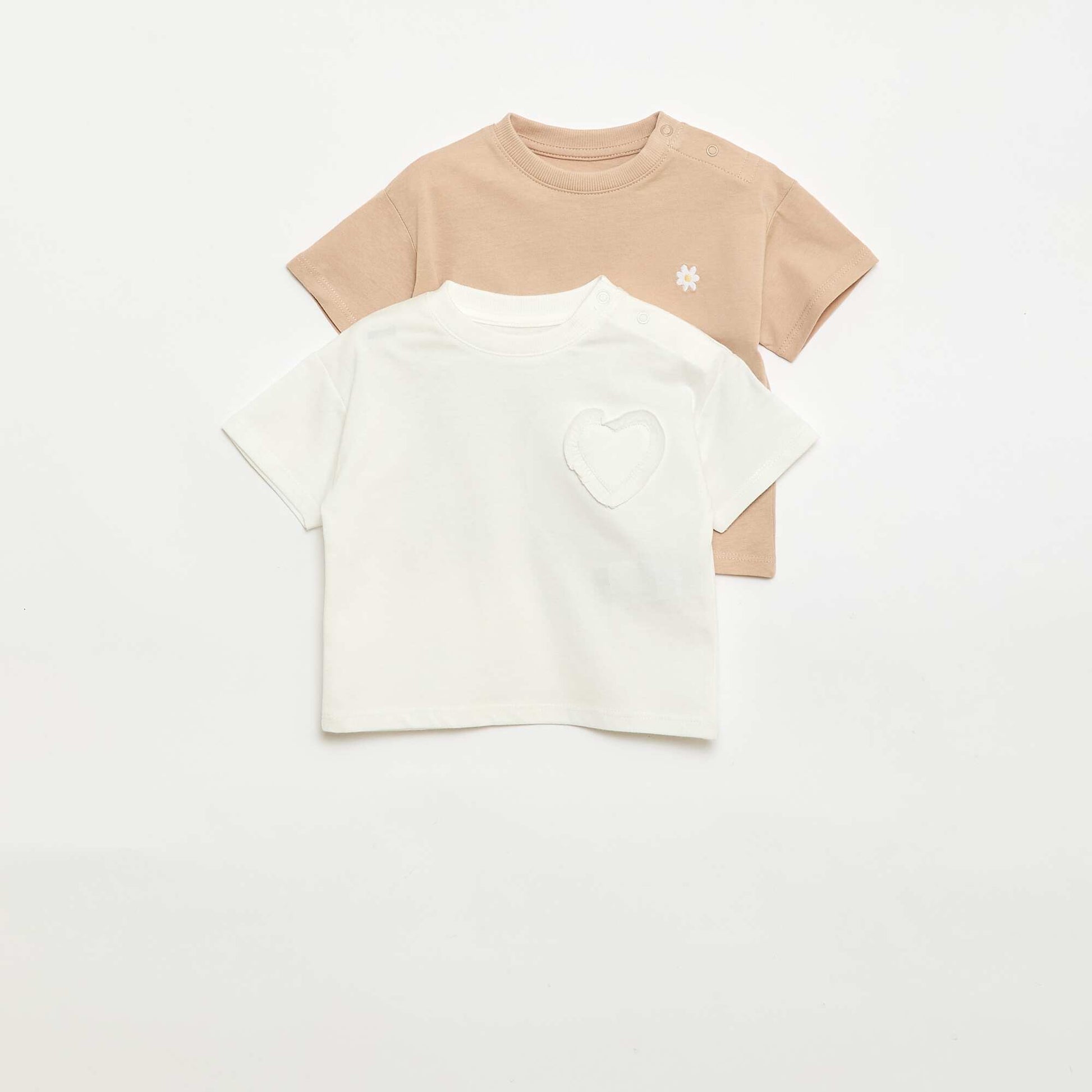 Lot de 2 T-shirts avec détail poitrine BEIGE