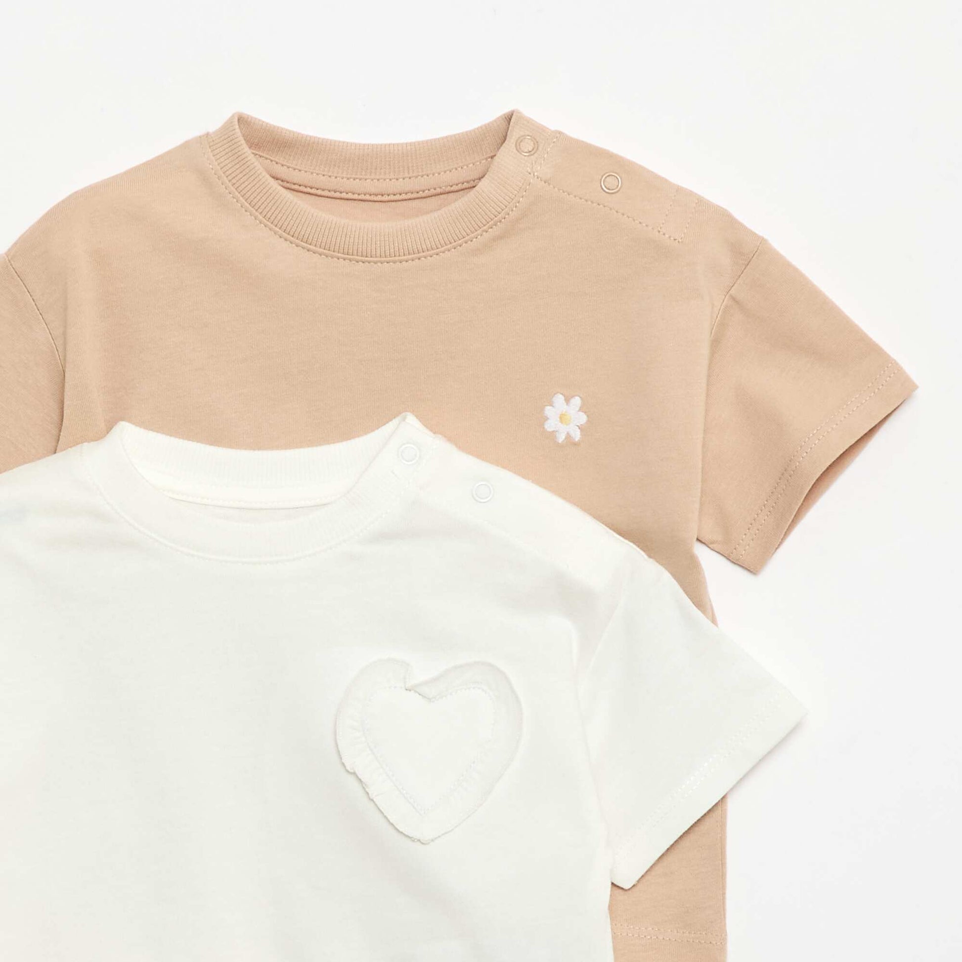 Lot de 2 T-shirts avec détail poitrine BEIGE