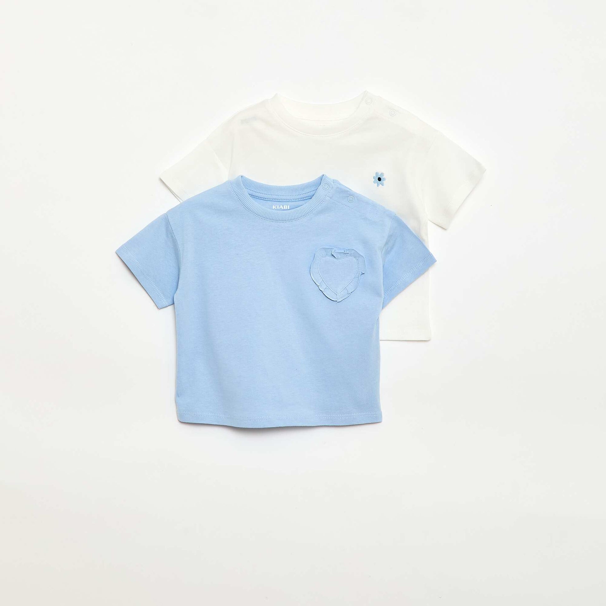 Lot de 2 T-shirts avec détail poitrine BLANC