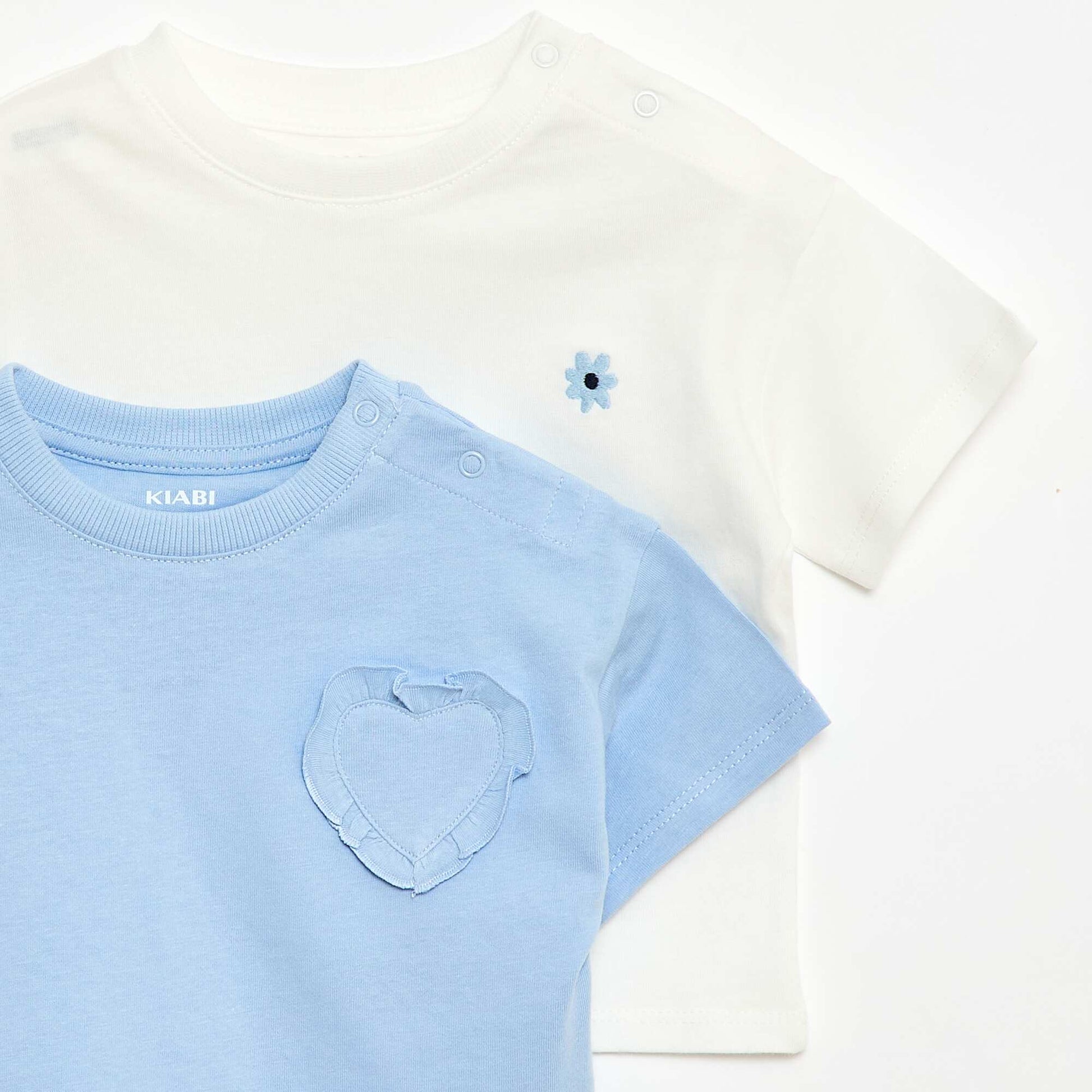 Lot de 2 T-shirts avec détail poitrine BLANC