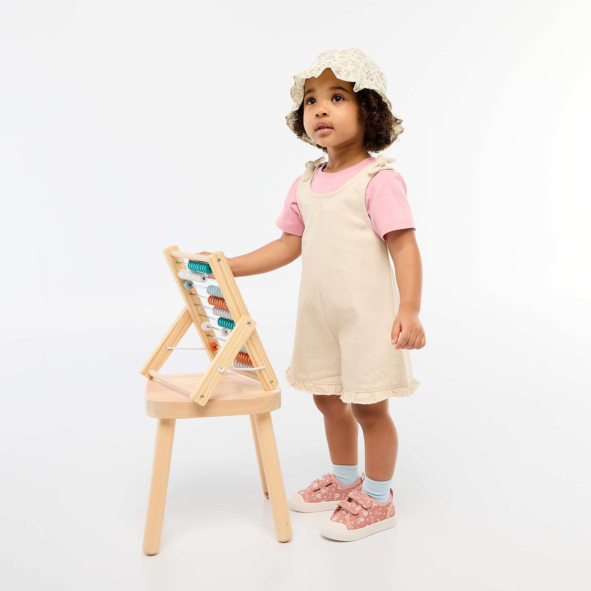 Combinaison short en twill à bretelles BLANC