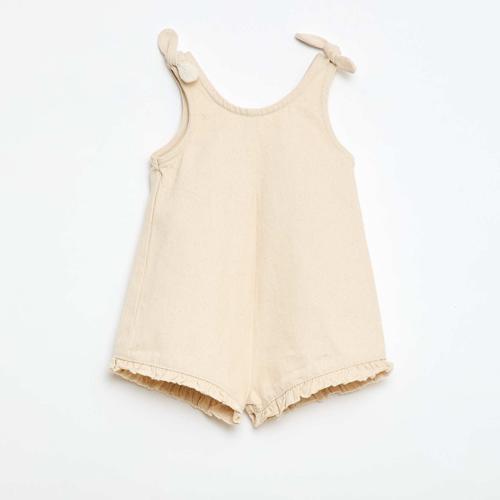 Combinaison short en twill à bretelles BLANC