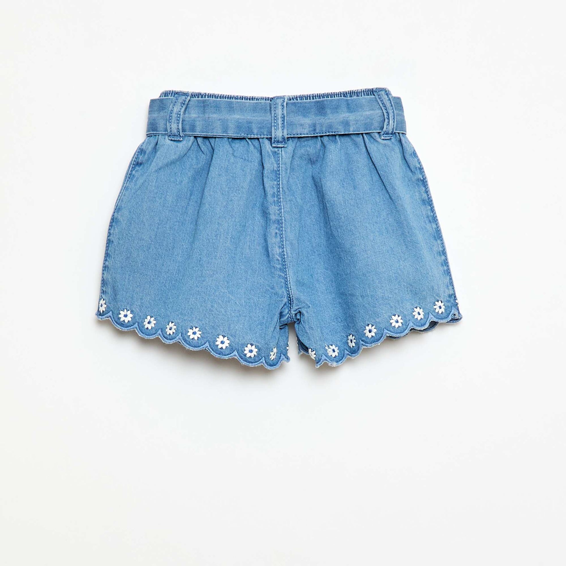 Short en jean avec ceinture à nouer BLEU