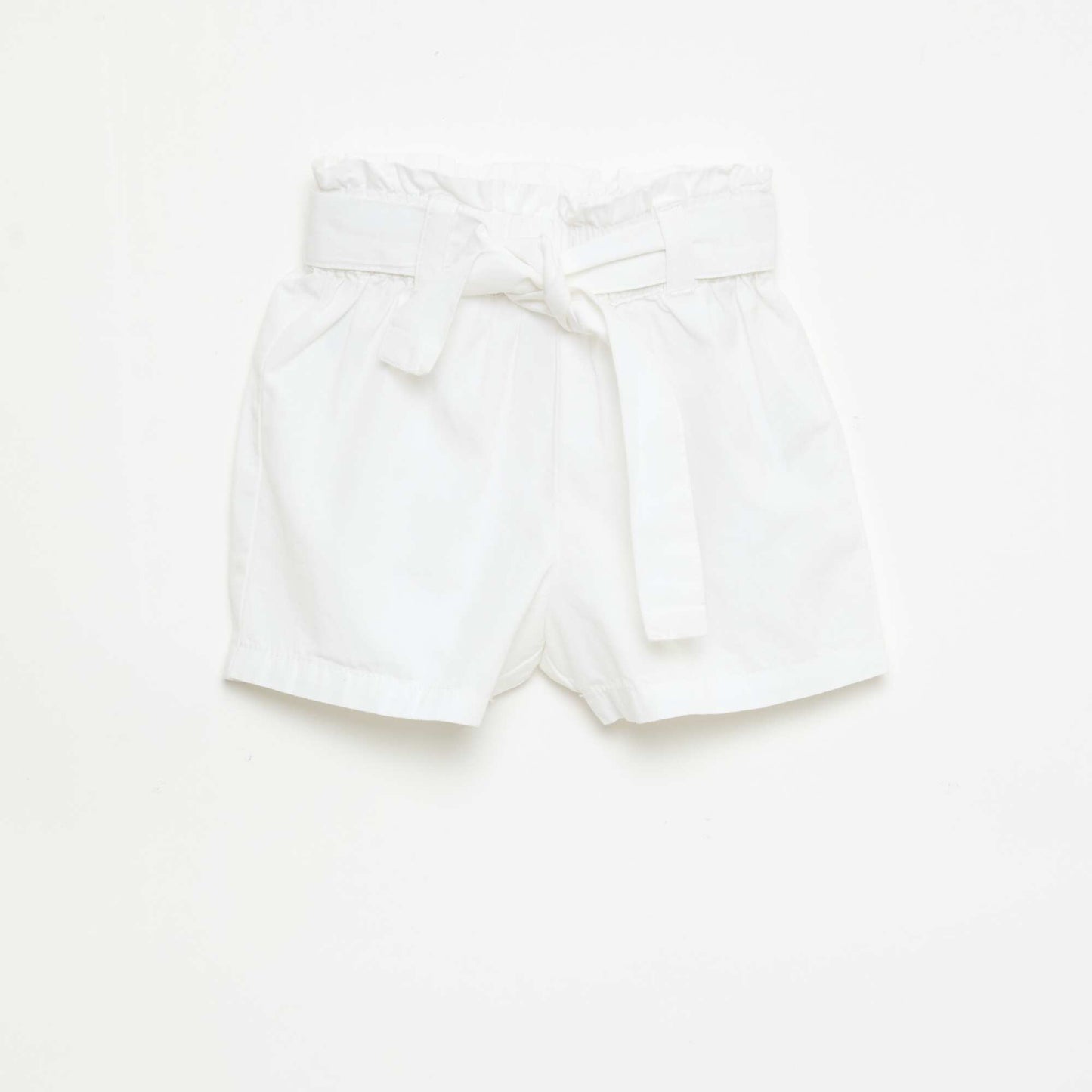 Short en popeline avec ceinture à nouer BLANC