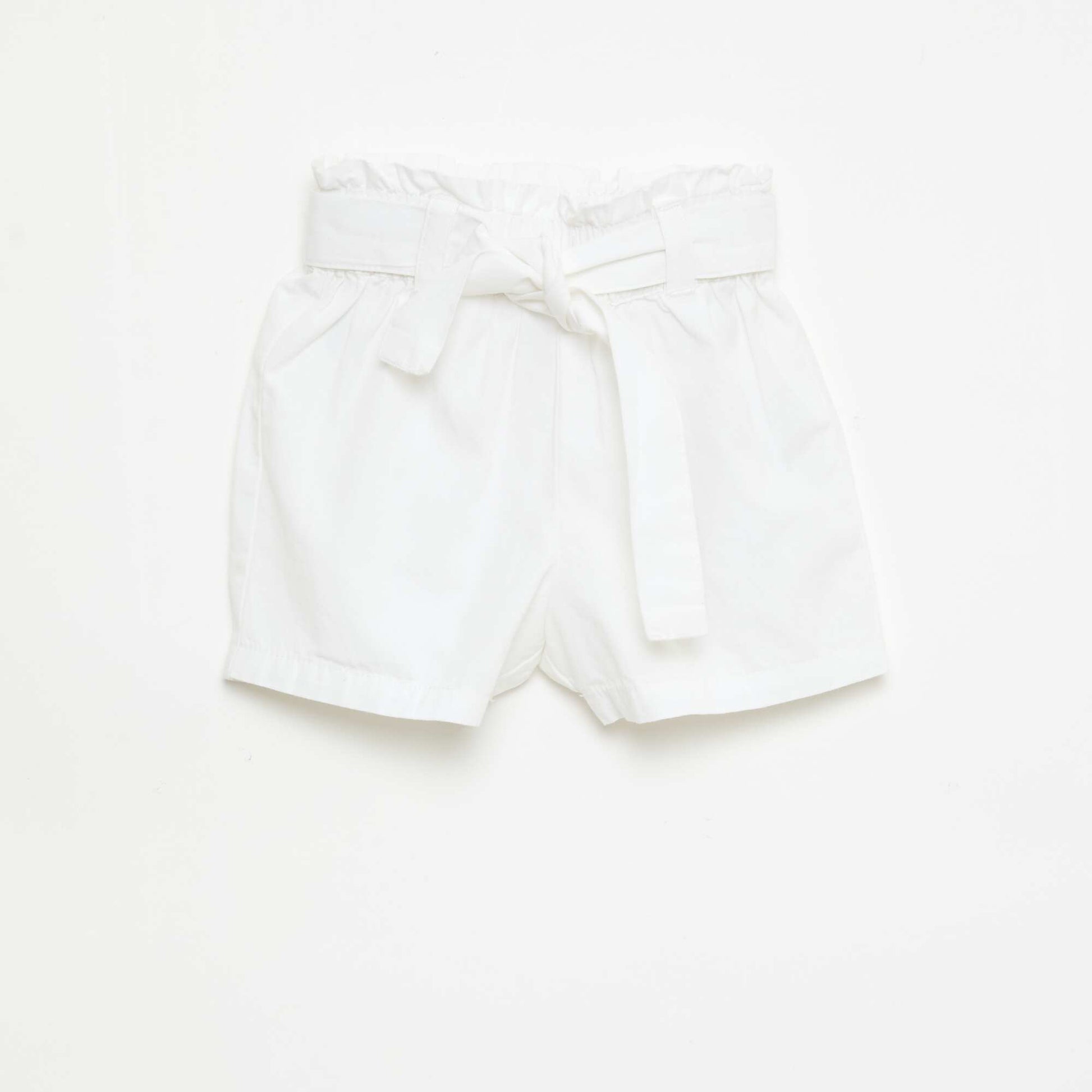 Short en popeline avec ceinture à nouer BLANC