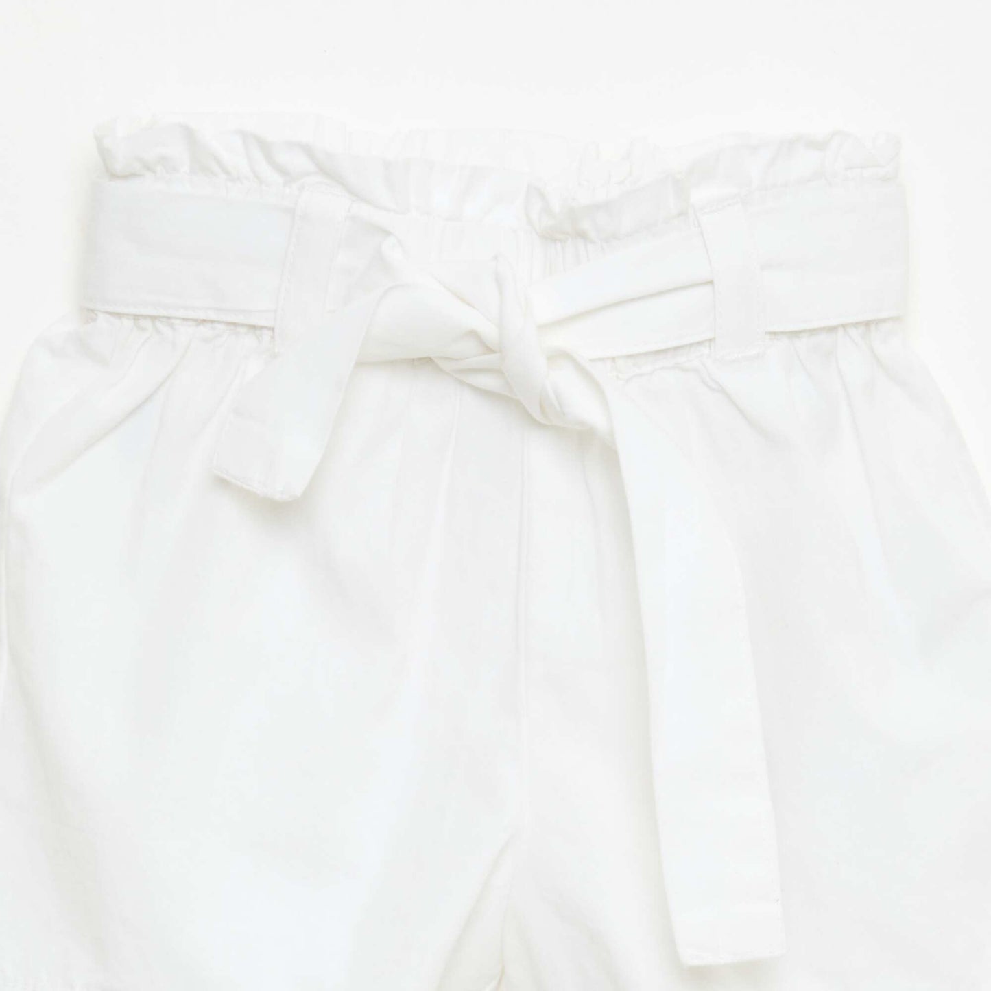 Short en popeline avec ceinture à nouer BLANC
