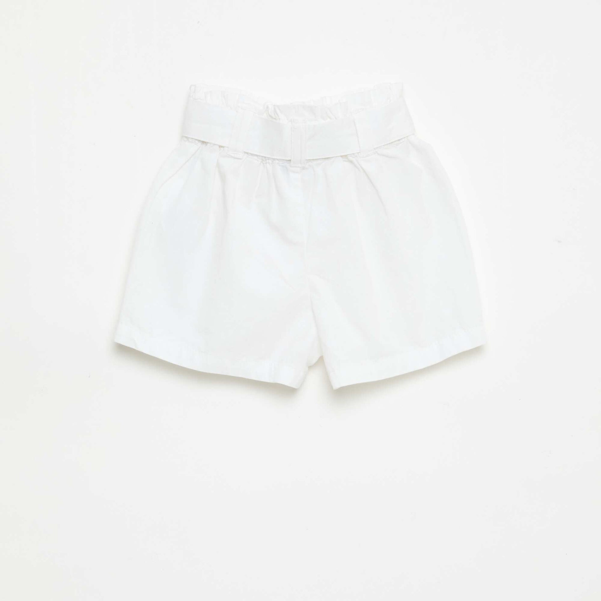 Short en popeline avec ceinture à nouer BLANC