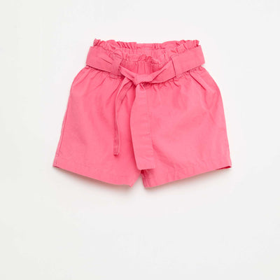 Short en popeline avec ceinture à nouer ROSE