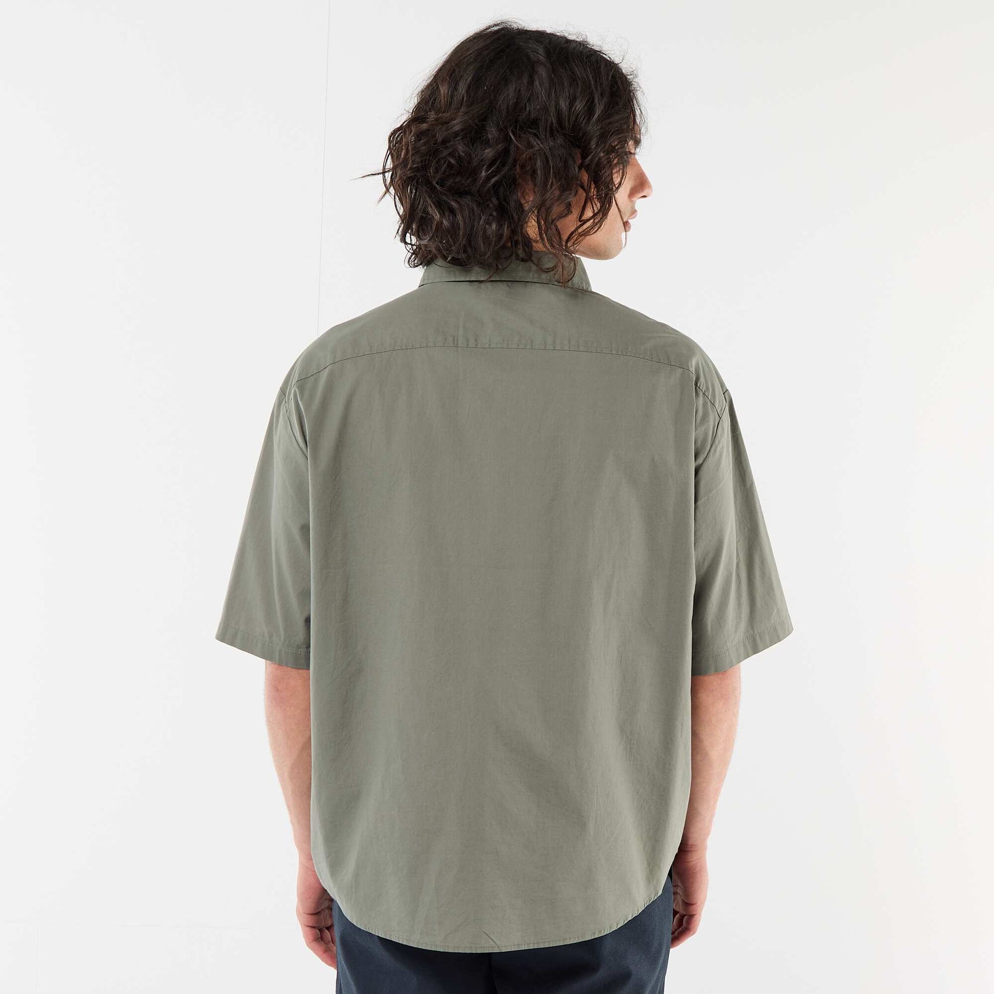 Chemise à manches courtes en popeline VERT
