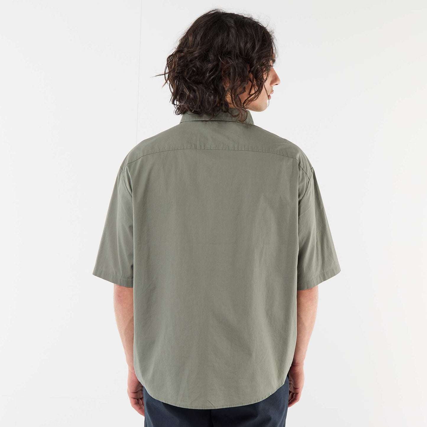 Chemise à manches courtes en popeline VERT