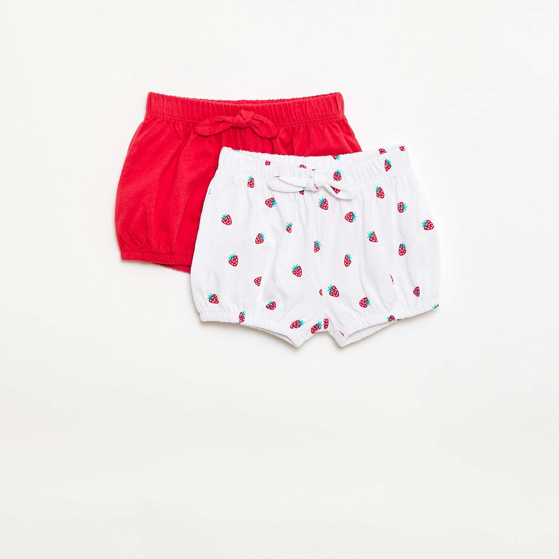 Lot de 2 shorts avec nœuds fantaisie BLANC