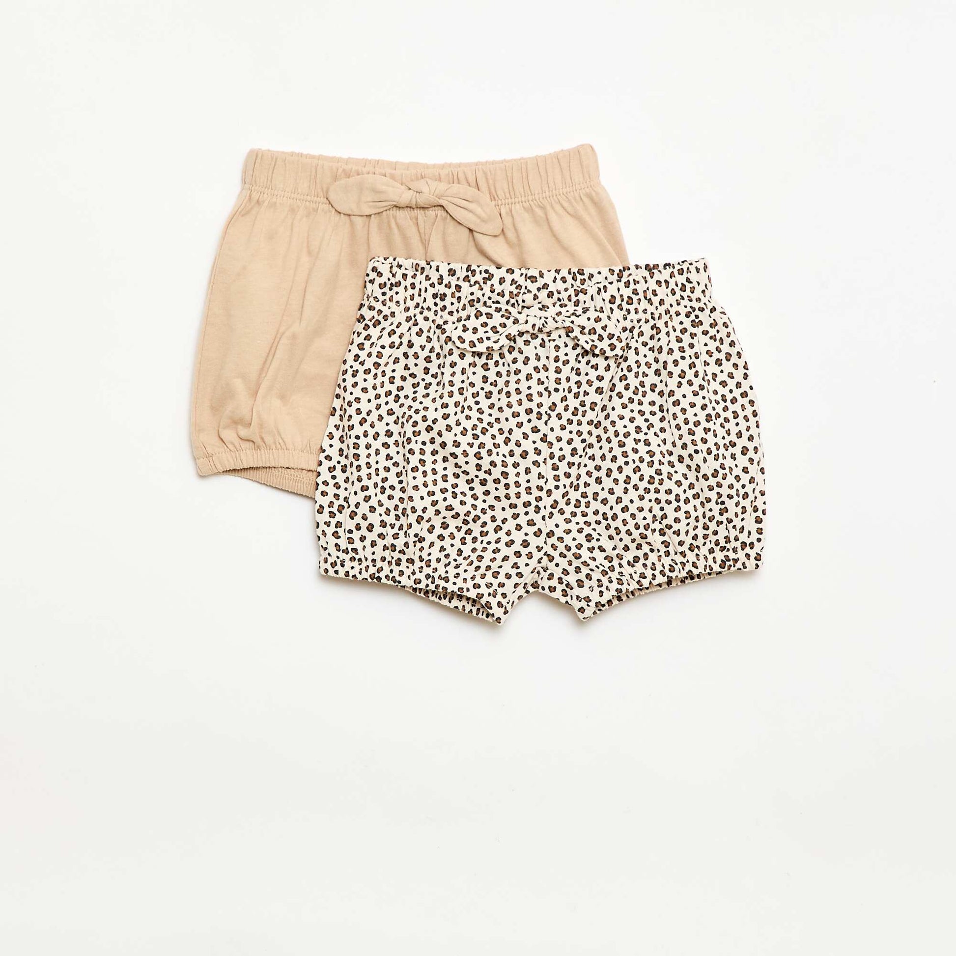 Lot de 2 shorts avec nœuds fantaisie BEIGE