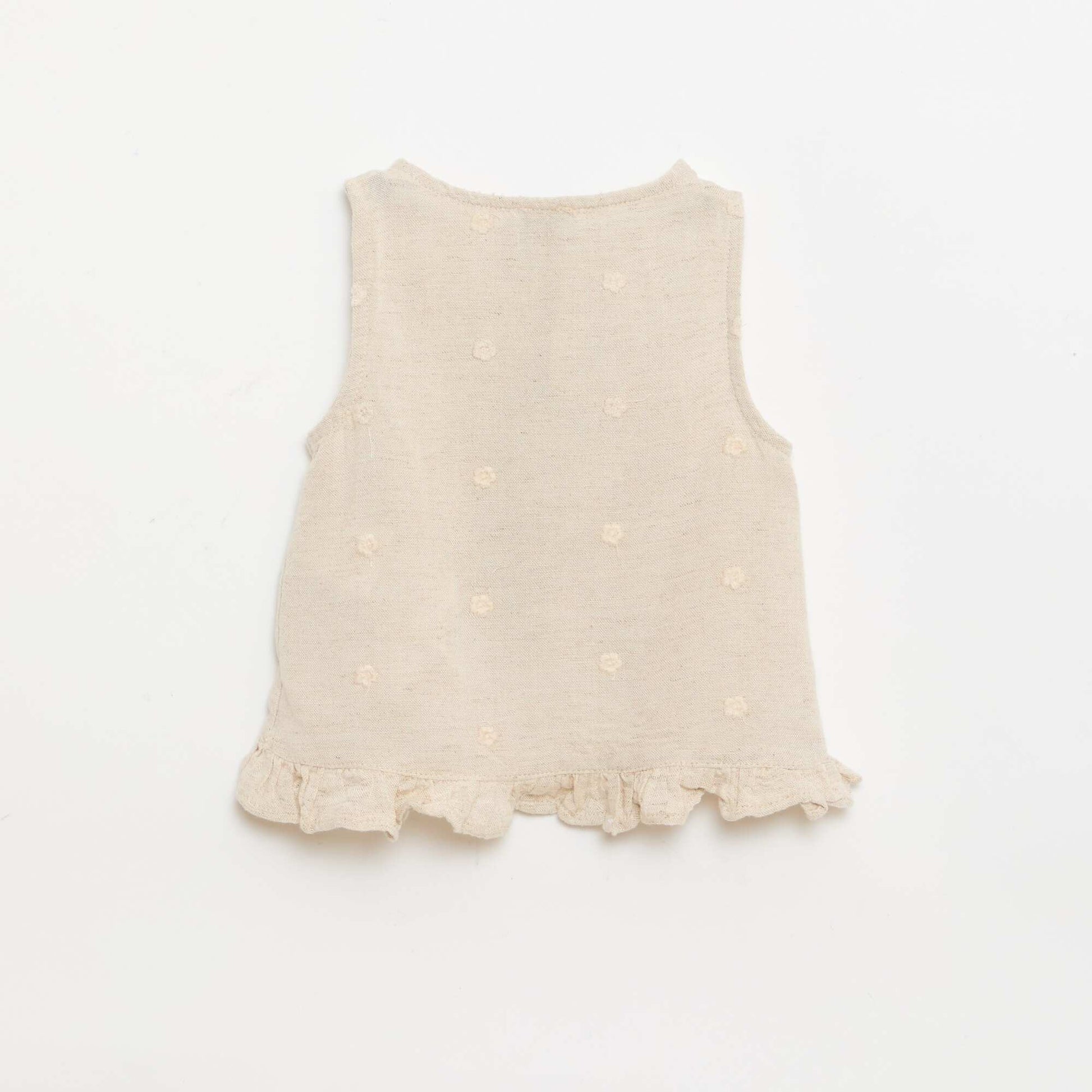 Blouse brodée sans manches BEIGE
