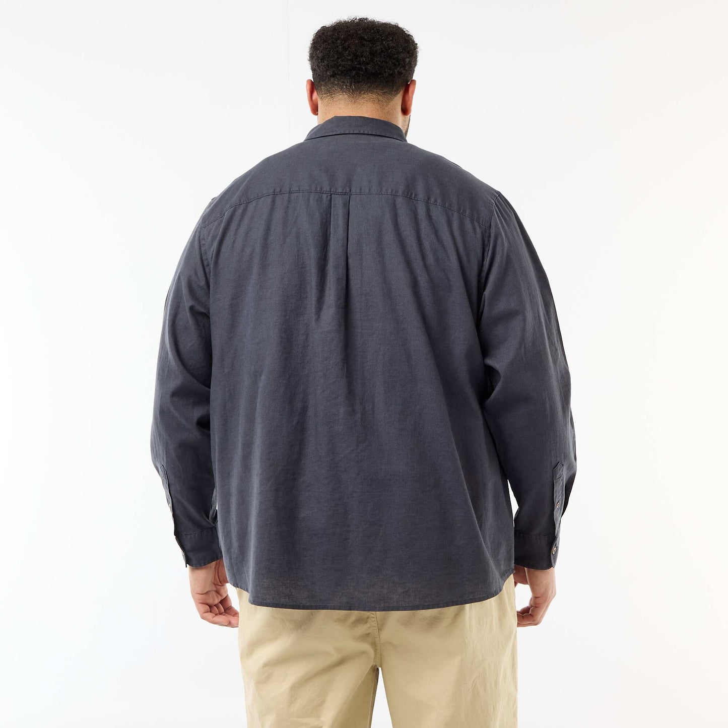Chemise en lin mélangé unie BLEU