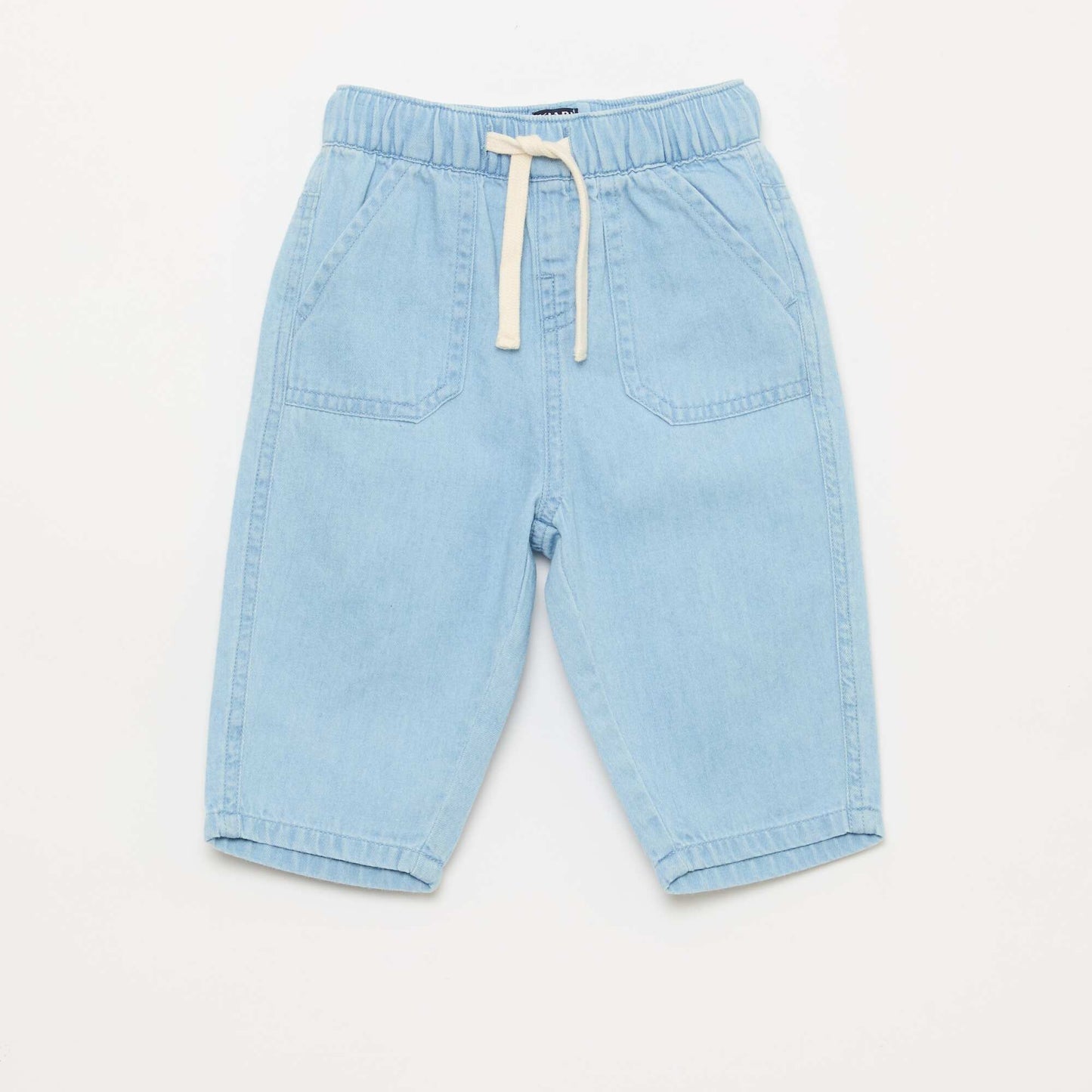 Pantalon uni relax fit avec 2 poches plaquées BLEU