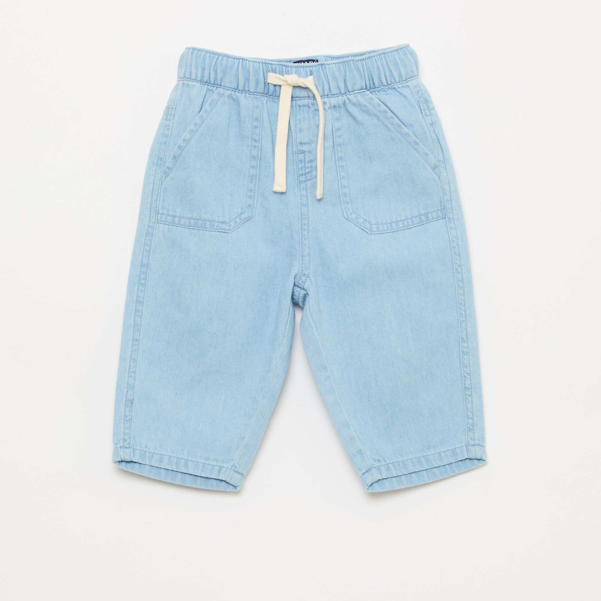 Pantalon uni relax fit avec 2 poches plaquées BLEU