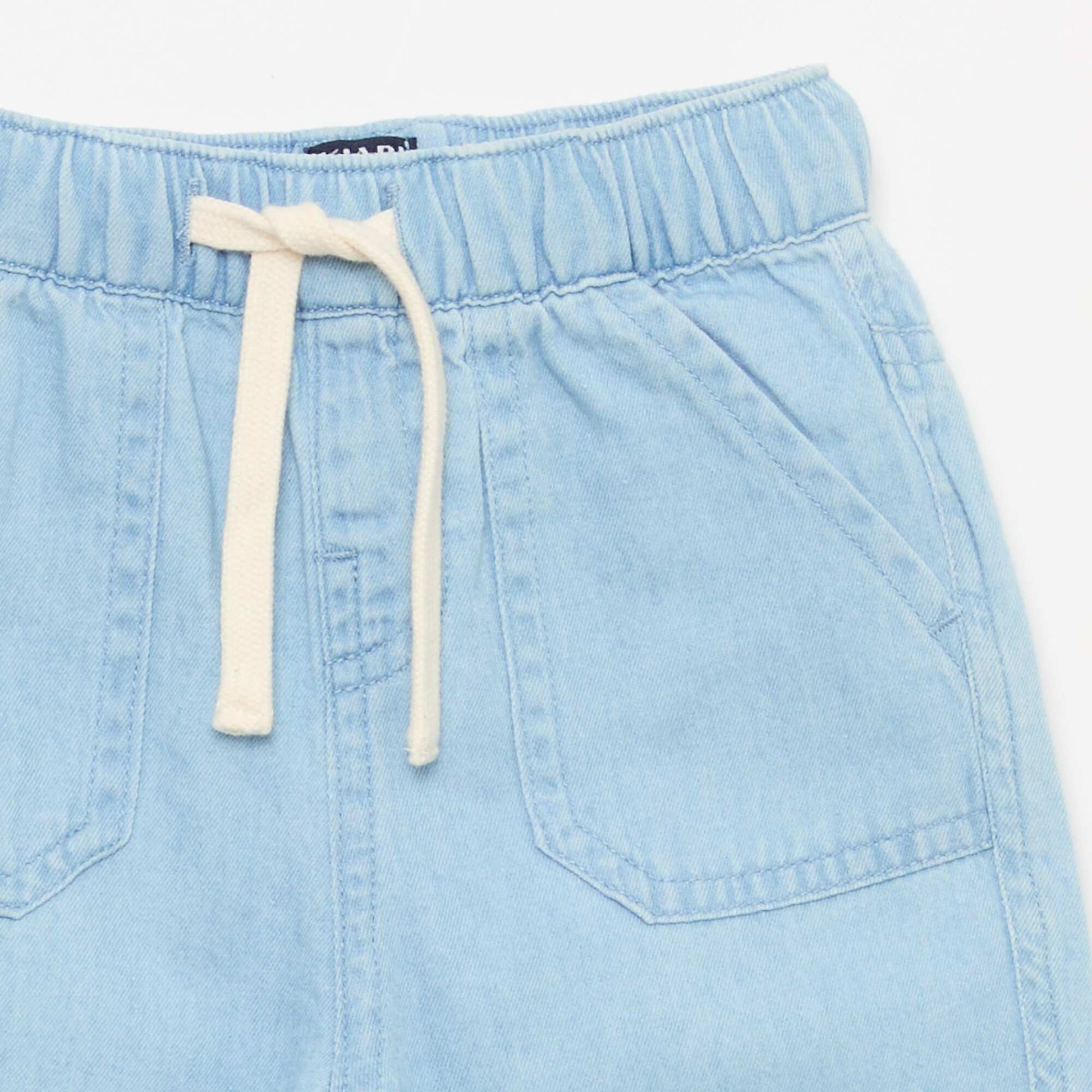 Pantalon uni relax fit avec 2 poches plaquées BLEU