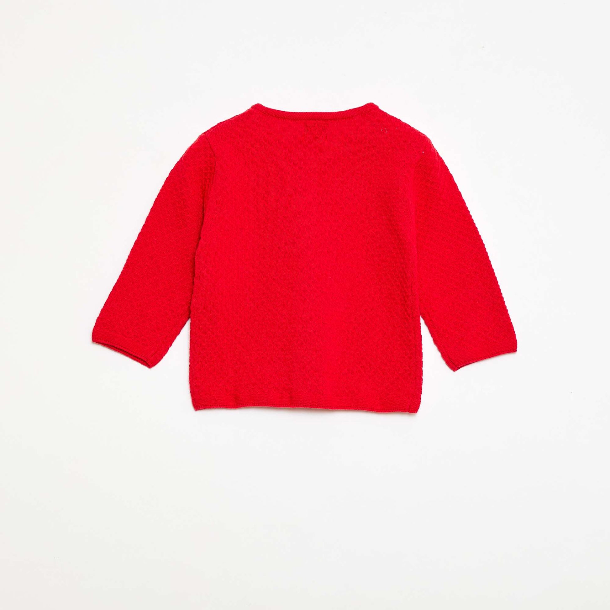 Gilet en point mousse uni ROUGE