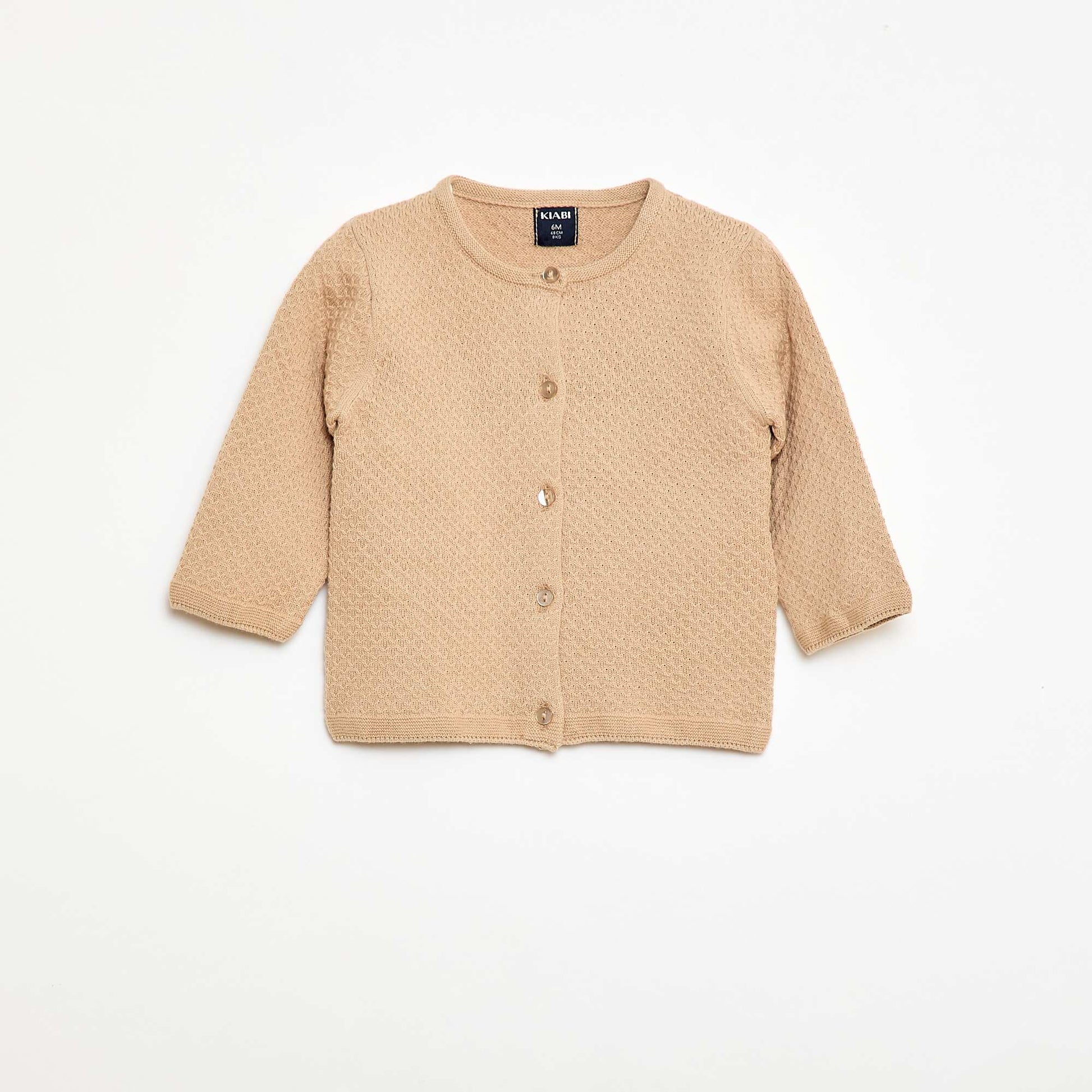Gilet en point mousse uni BEIGE