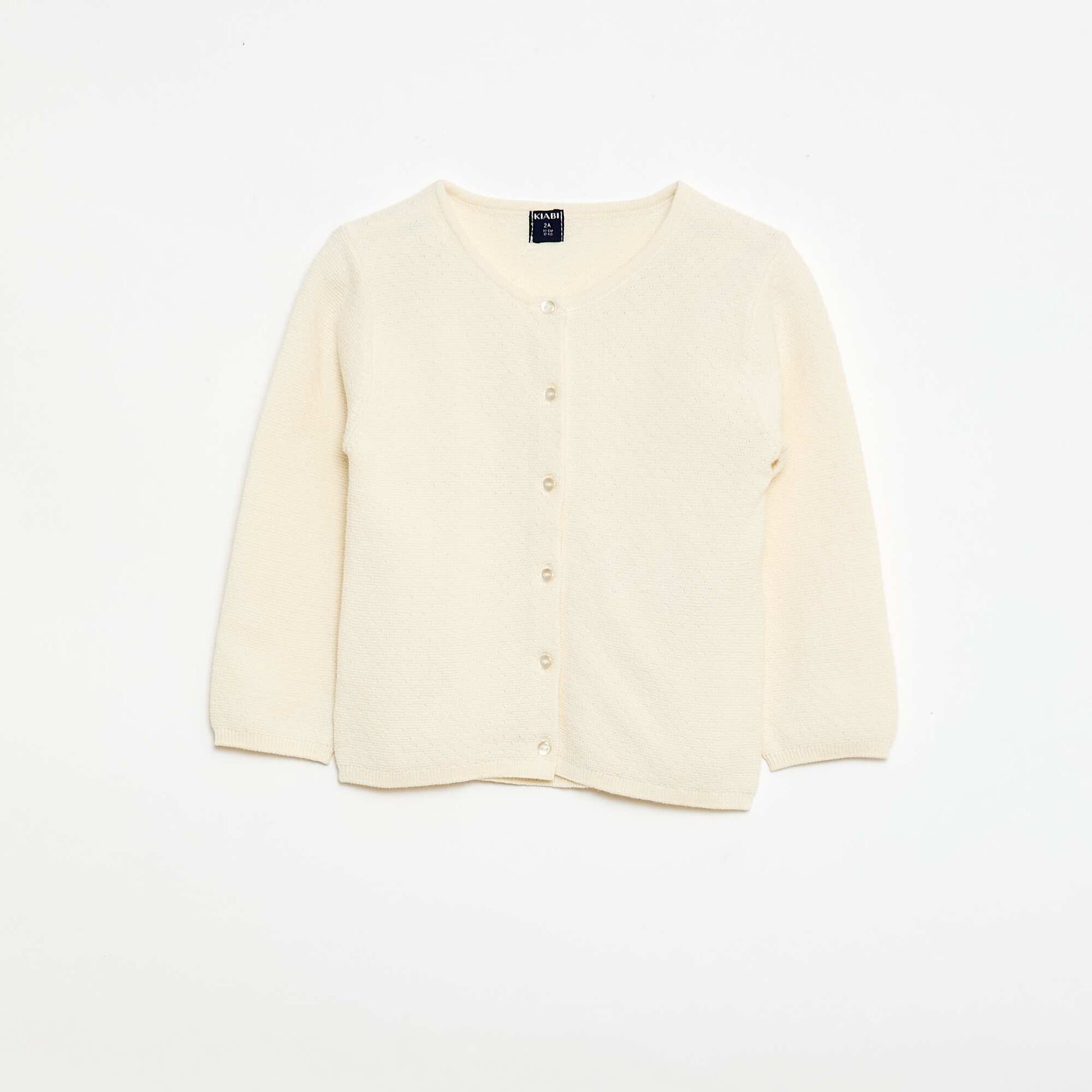 Gilet en maille fantaisie ajourée BLANC