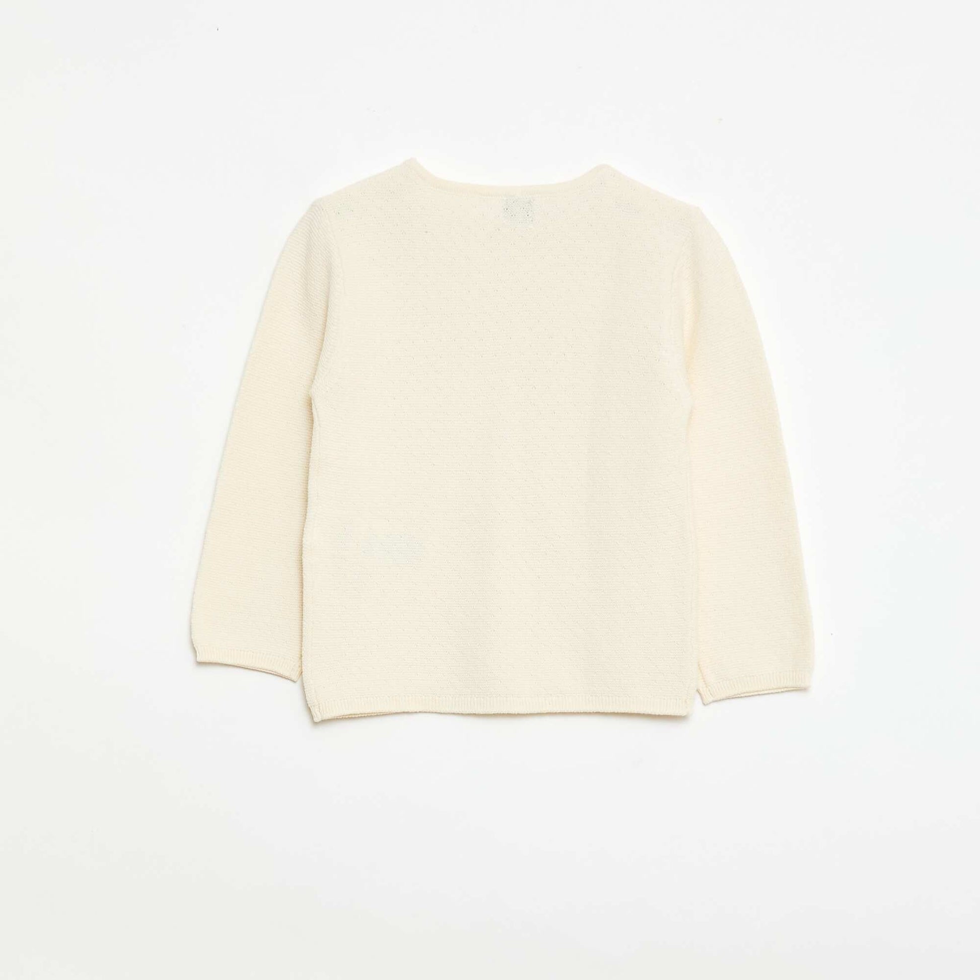 Gilet en maille fantaisie ajourée BLANC