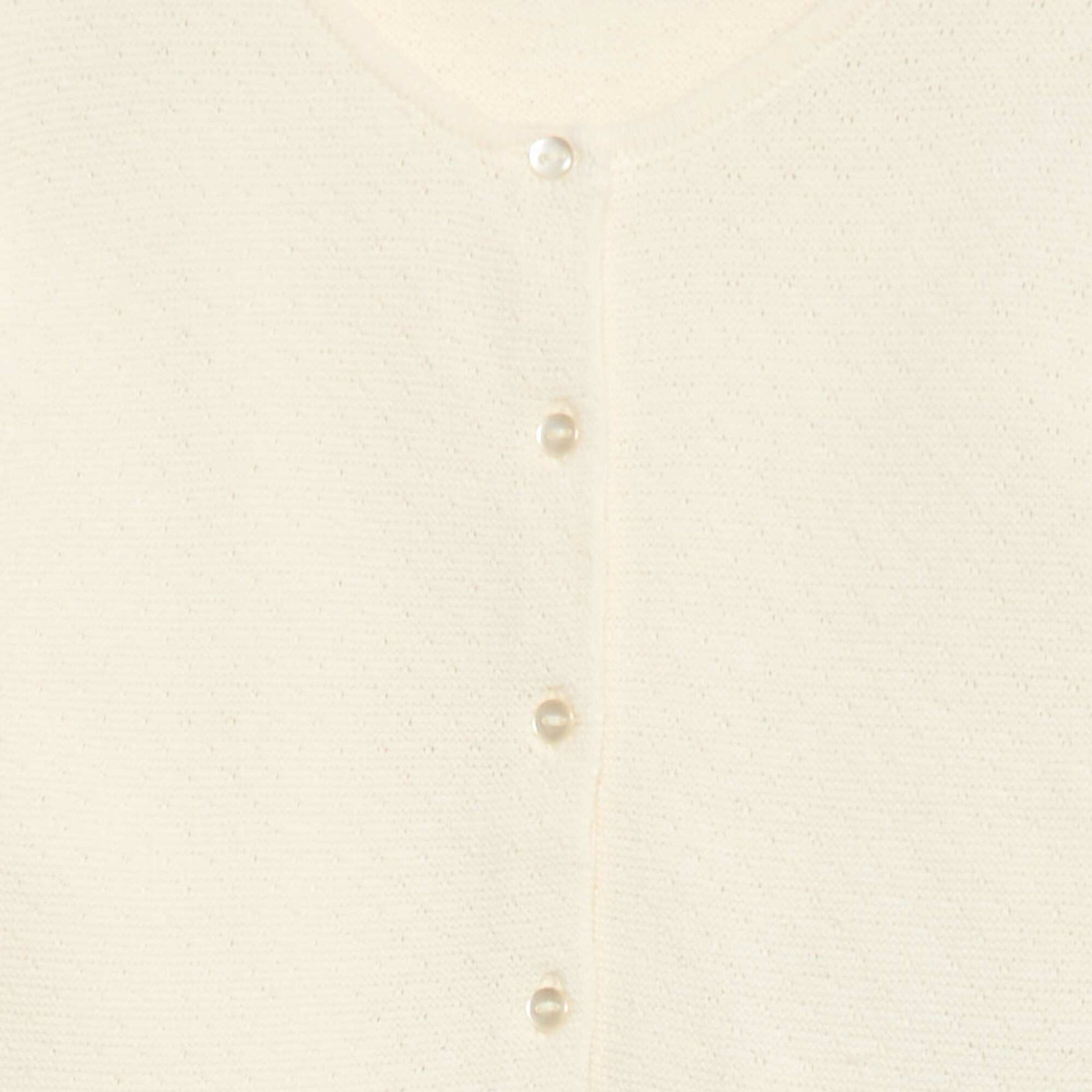 Gilet en maille fantaisie ajourée BLANC