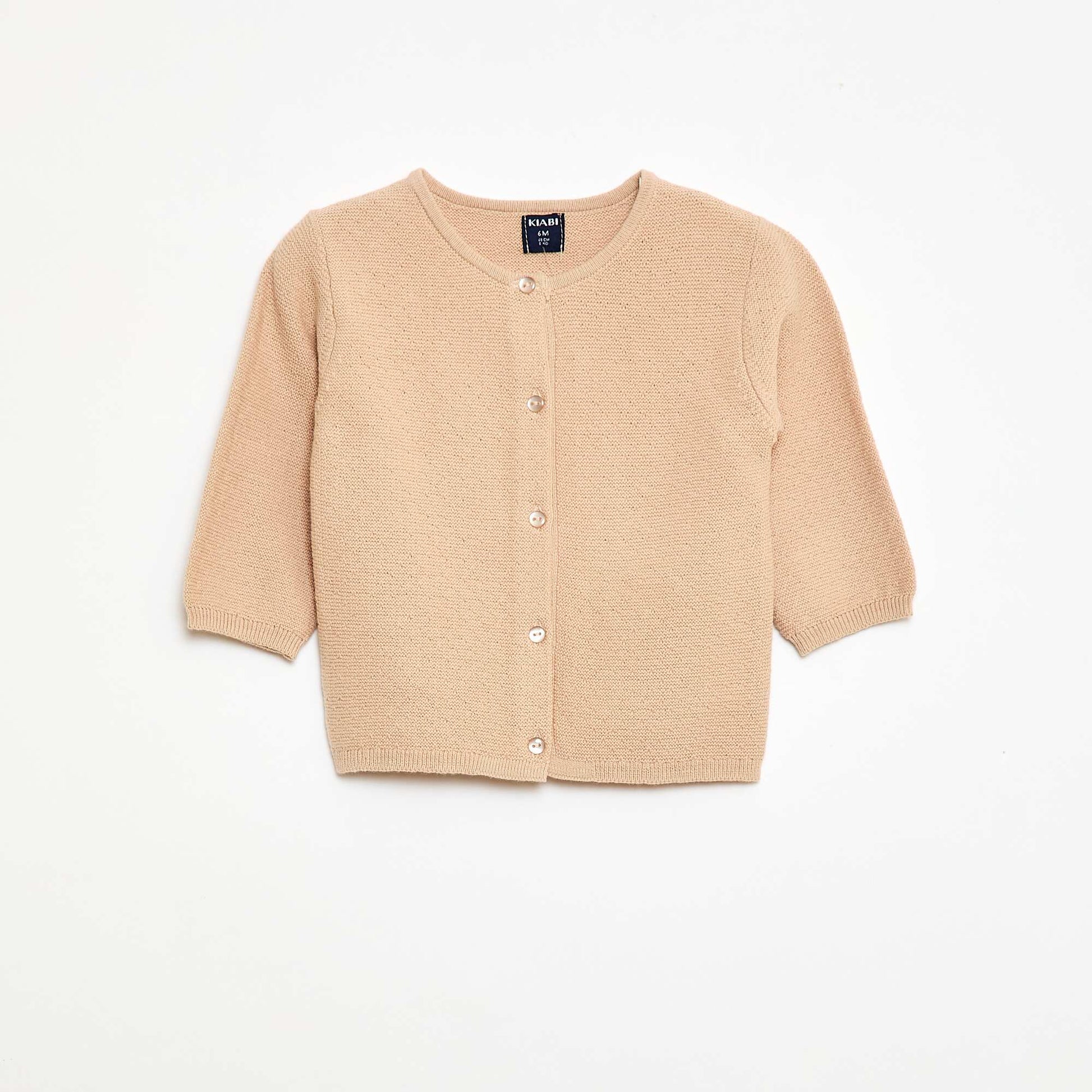 Gilet en maille fantaisie ajourée BEIGE