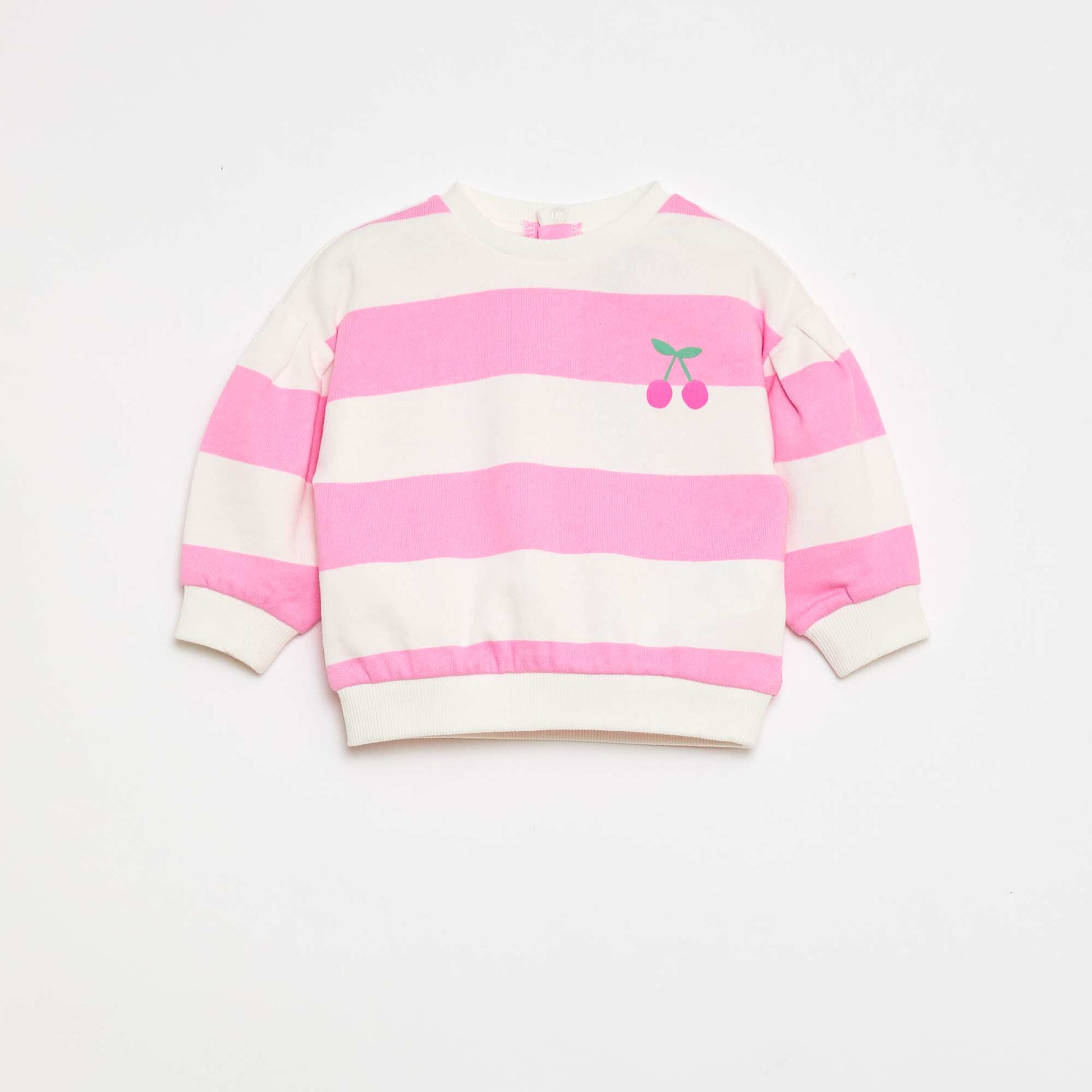 Sweat col rond en molleton léger à motif ROSE