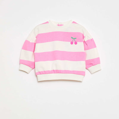 Sweat col rond en molleton léger à motif ROSE