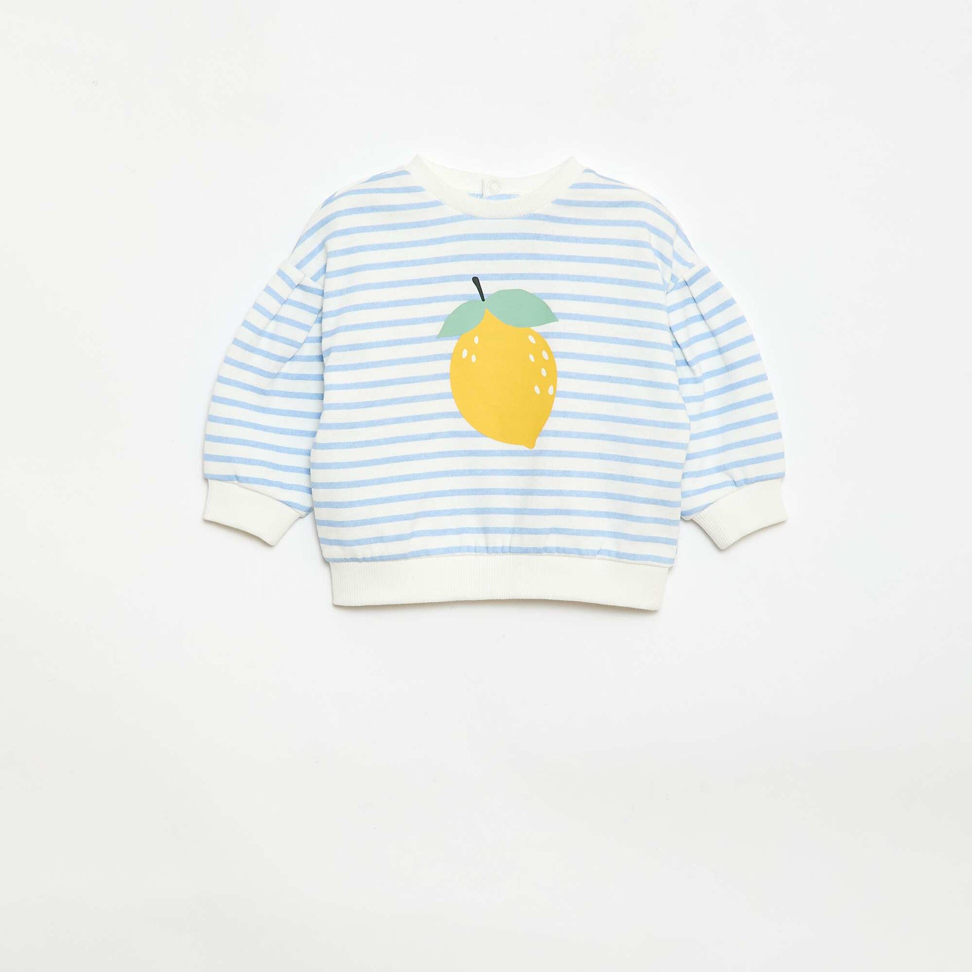 Sweat col rond en molleton léger à motif BLANC
