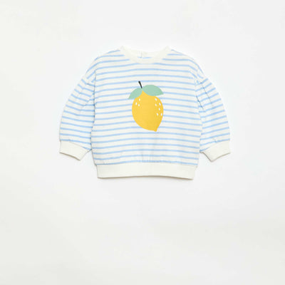 Sweat col rond en molleton léger à motif BLANC