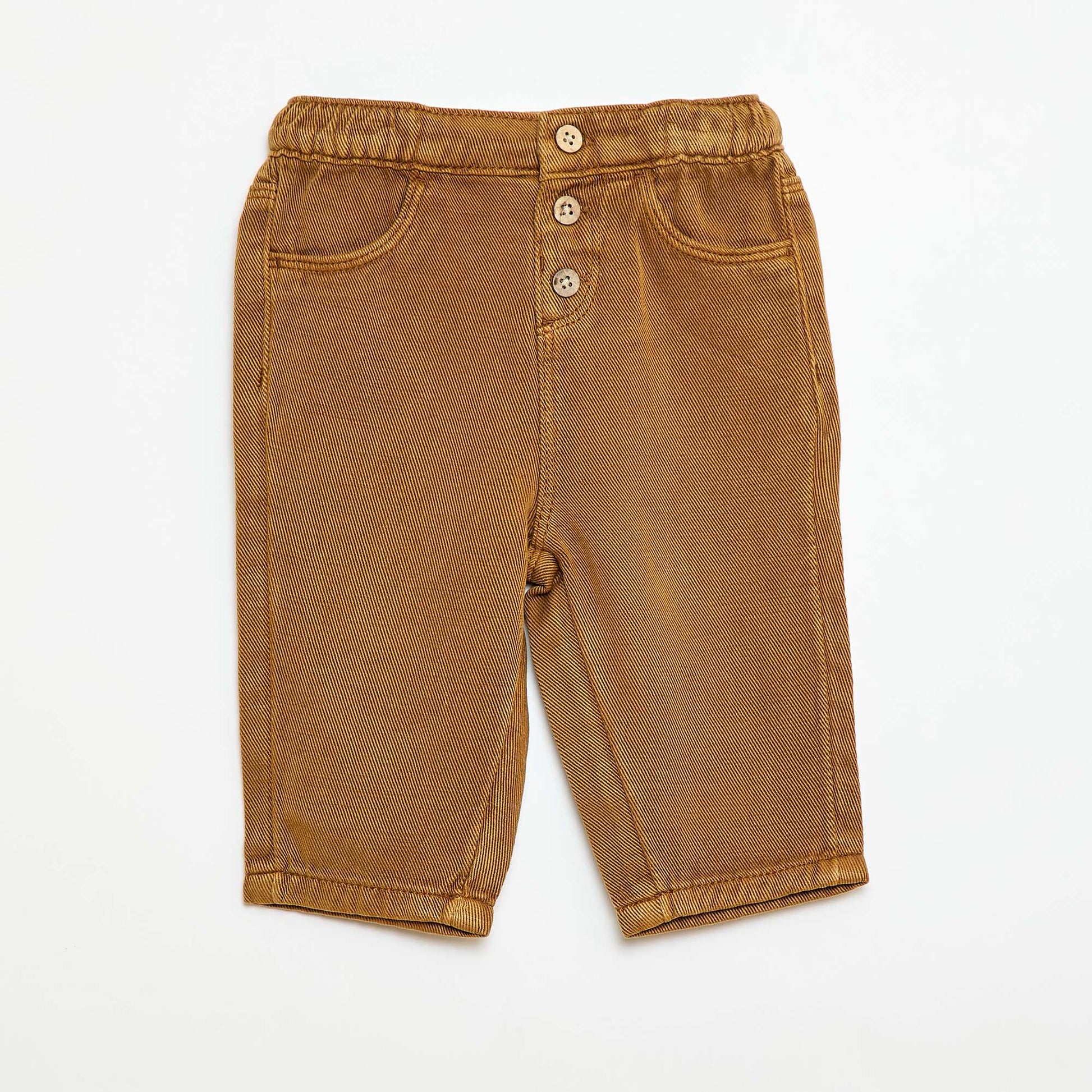 Pantalon uni en matière douce avec coupe relax fit MARRON