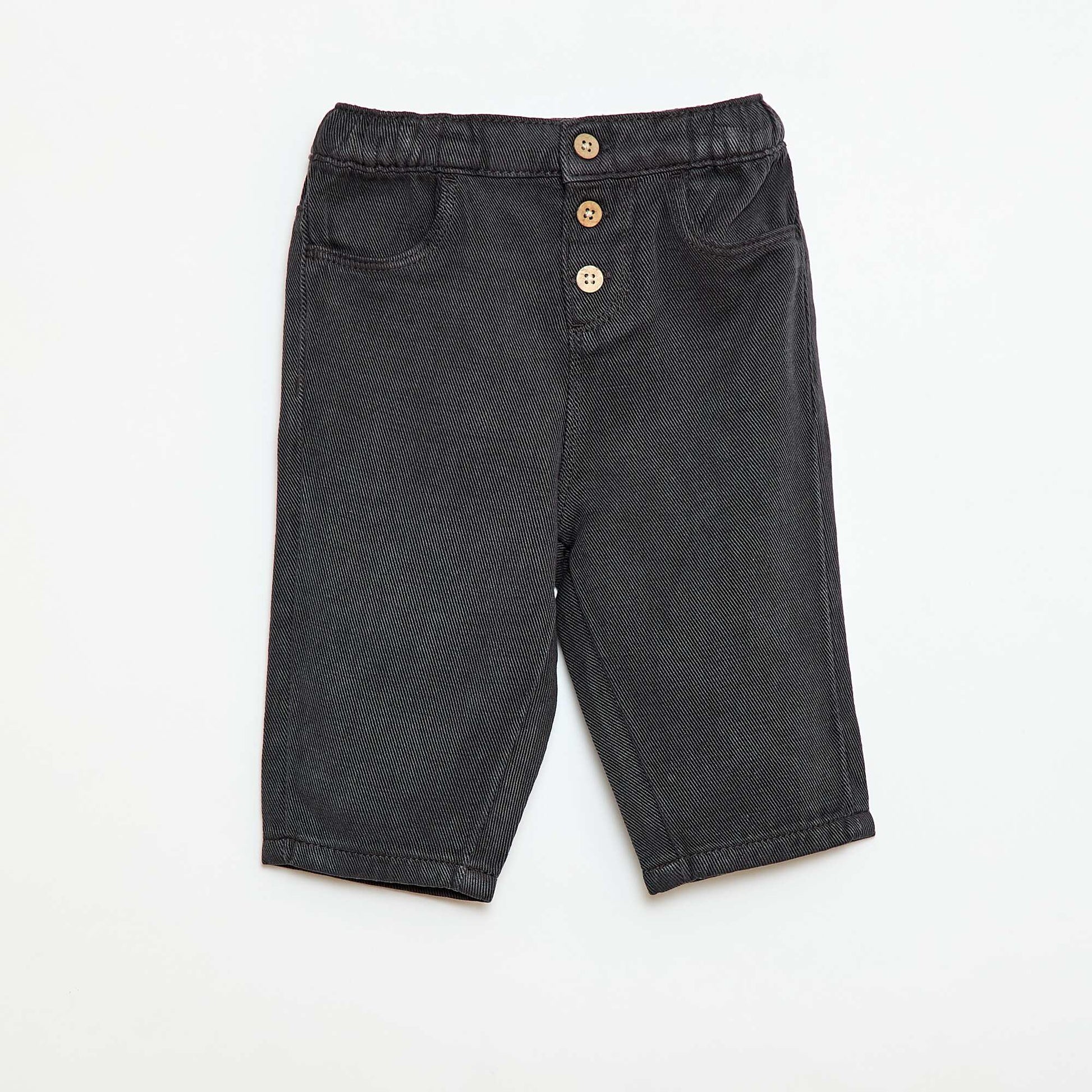 Pantalon uni en matière douce avec coupe relax fit NOIR