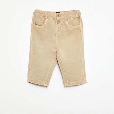 Pantalon uni en matière douce avec coupe relax fit BEIGE