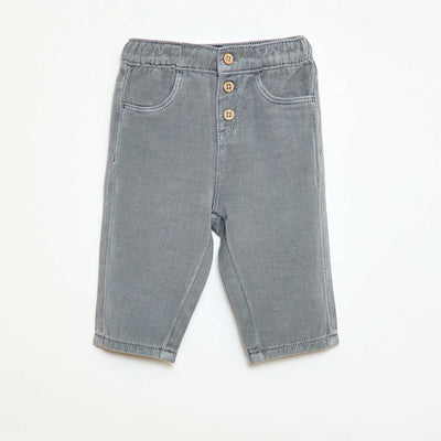 Pantalon uni en matière douce avec coupe relax fit BLEU