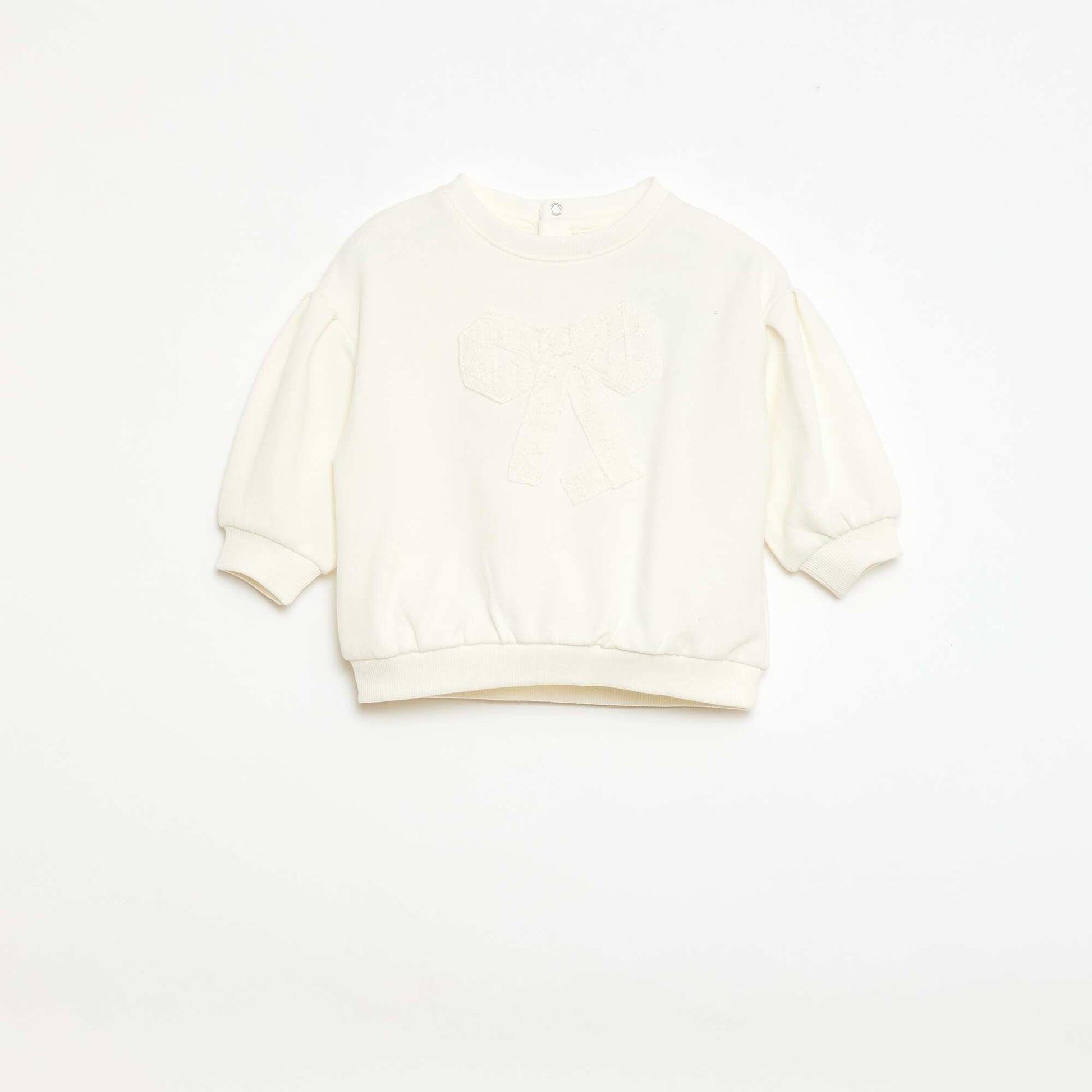 Sweat-shirt en coton avec animation sur le devant BLANC