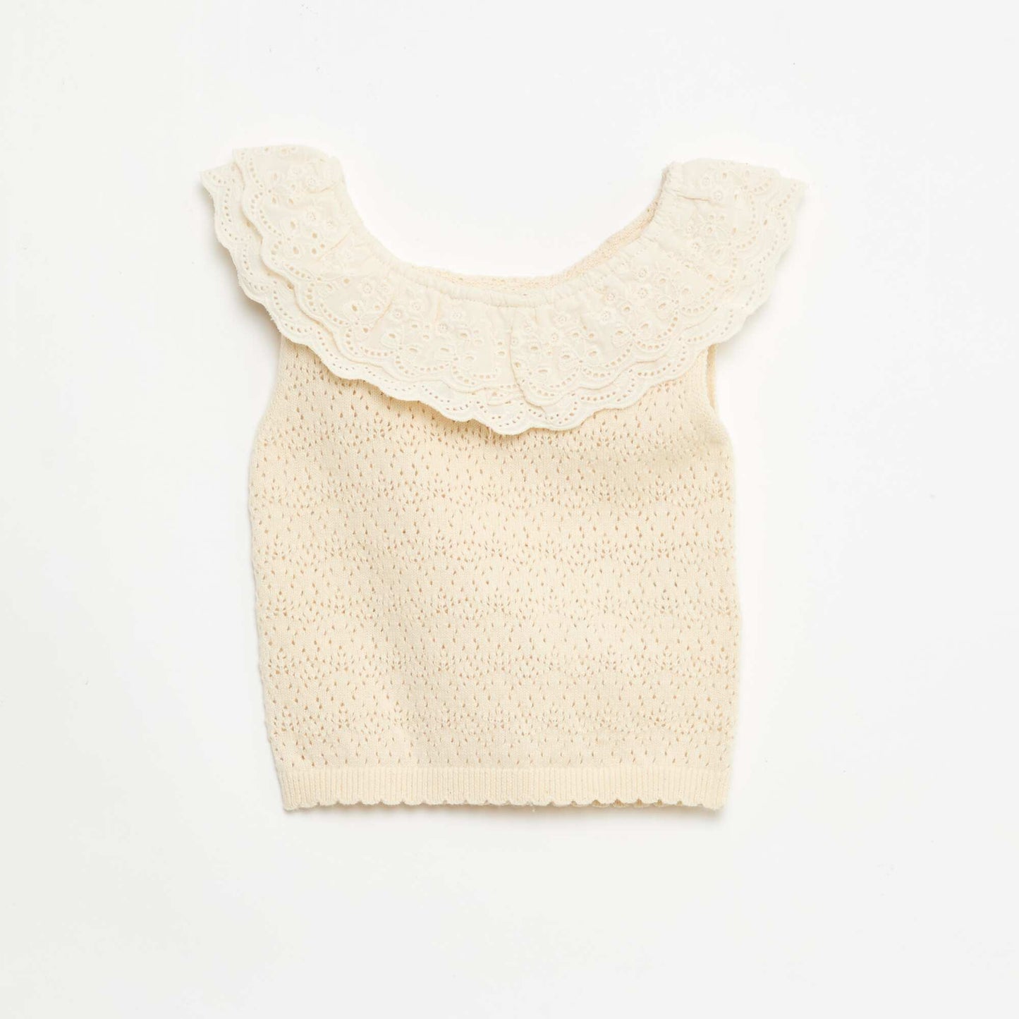 Pull sans manches en tricot ECRU