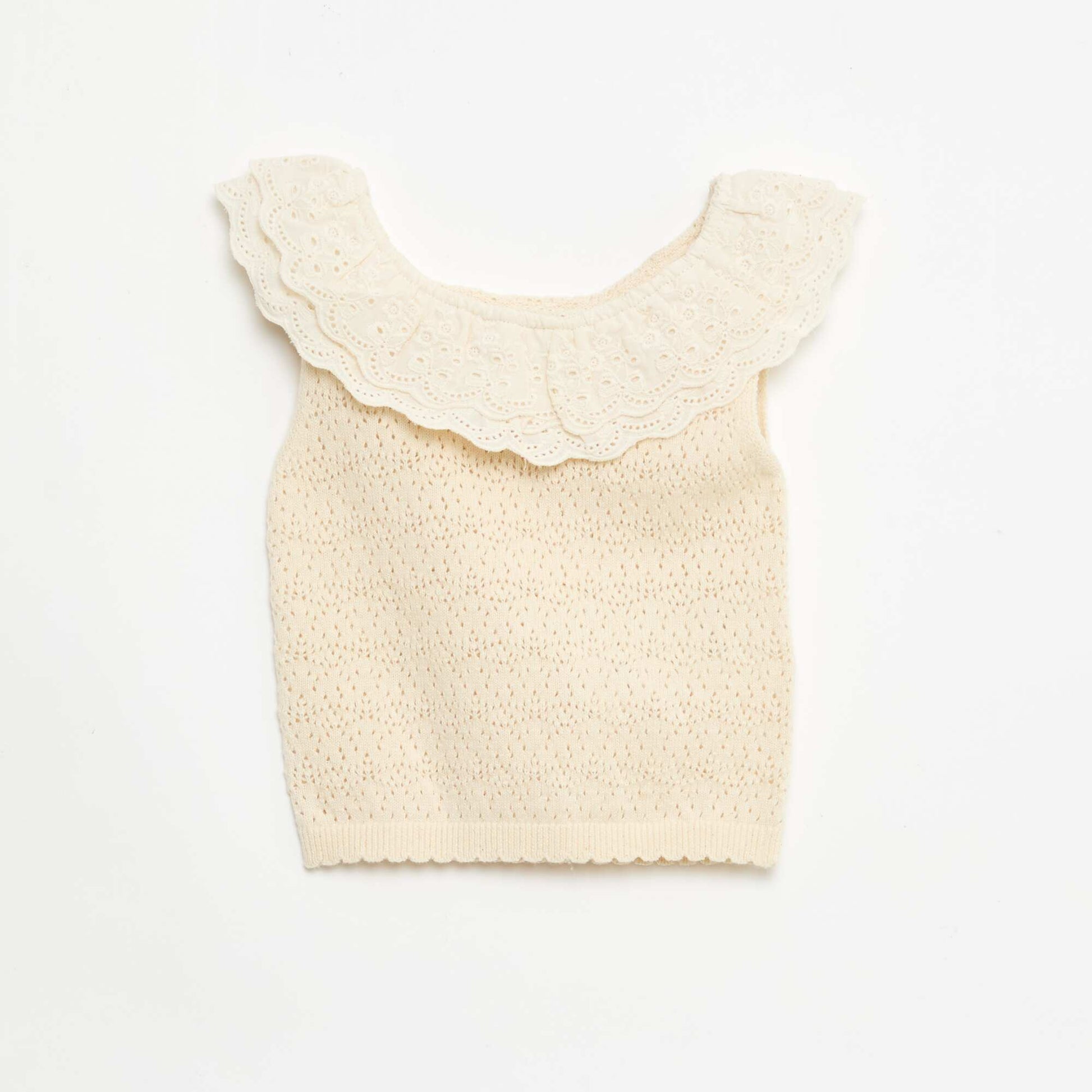 Pull sans manches en tricot ECRU