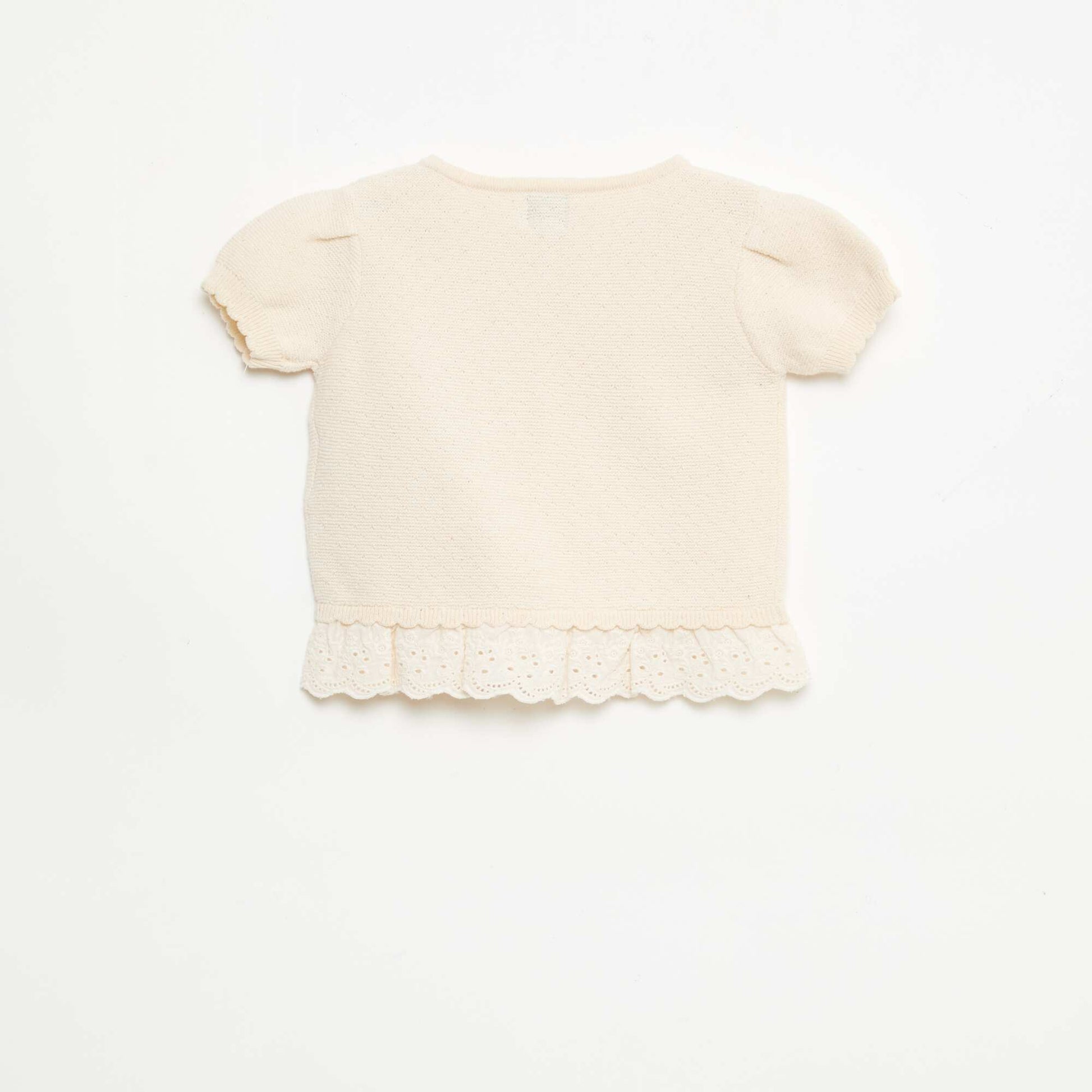 Pull à manches courtes avec nœuds fantaisies BEIGE