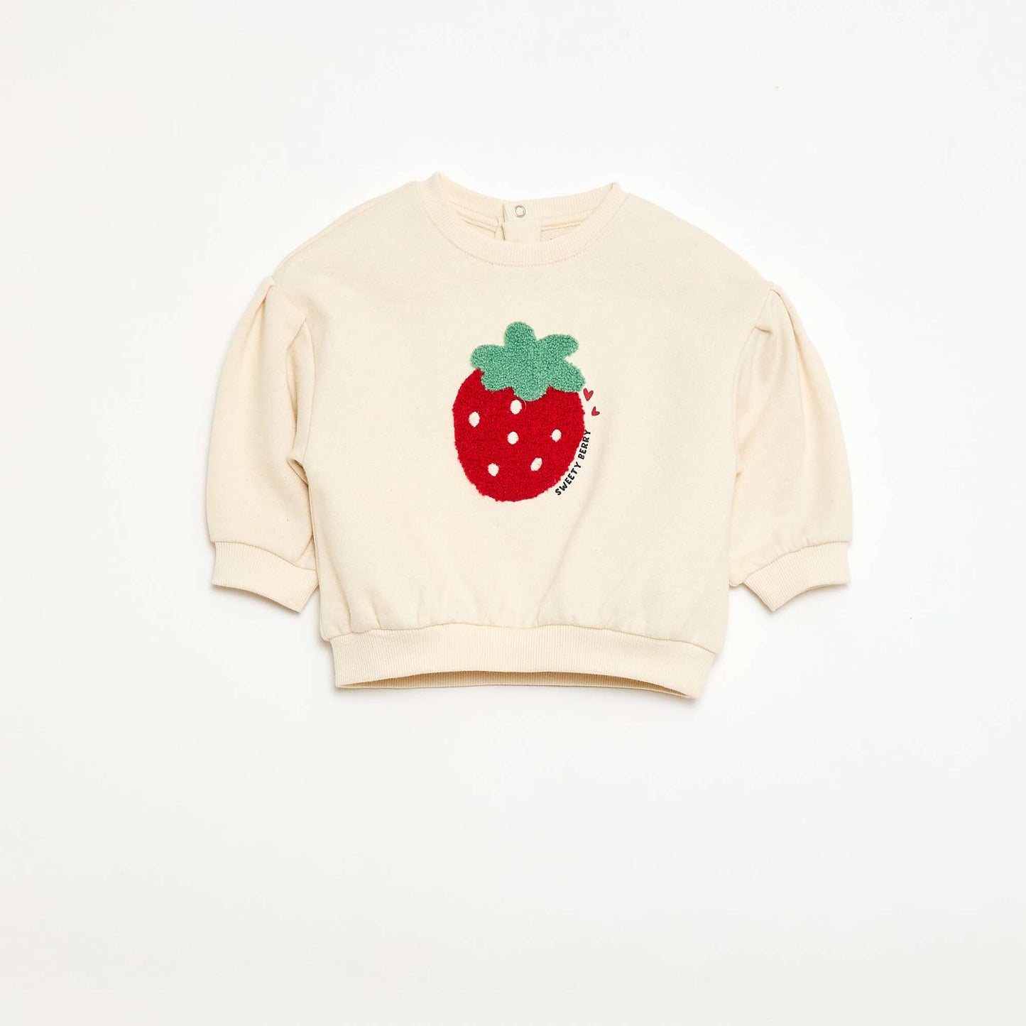 Sweat-shirt à manches longues avec patch en maille bouclette BEIGE