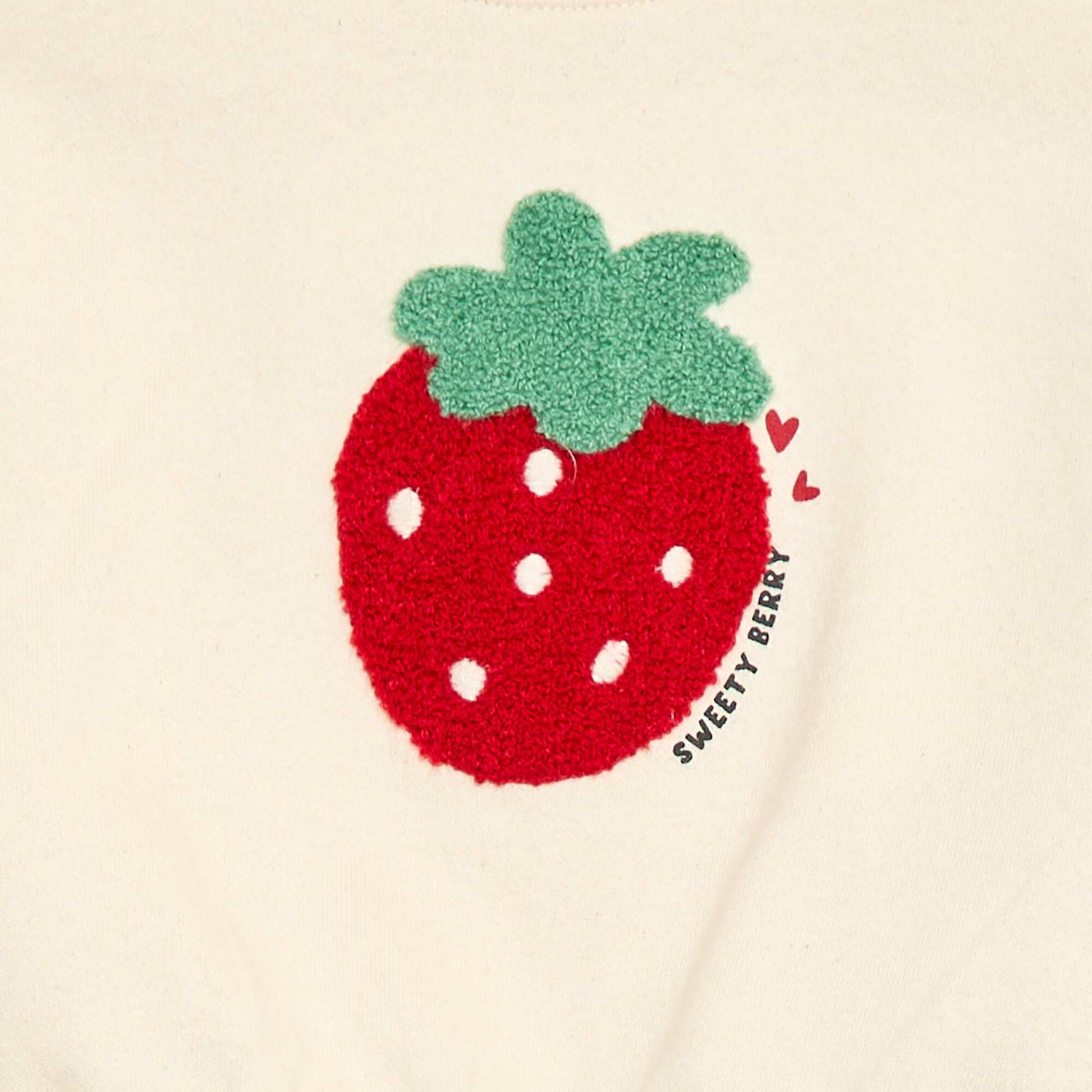 Sweat-shirt à manches longues avec patch en maille bouclette BEIGE