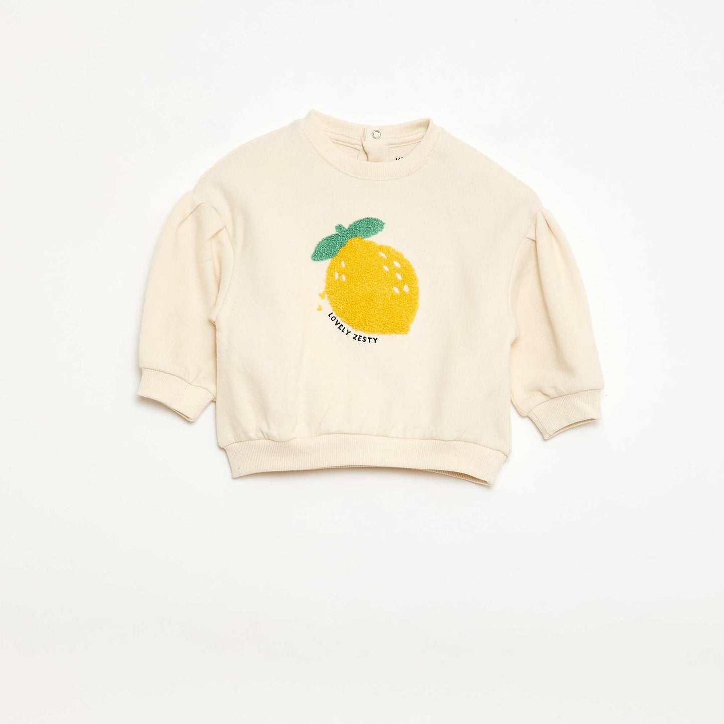 Sweat-shirt à manches longues avec patch en maille bouclette BEIGE
