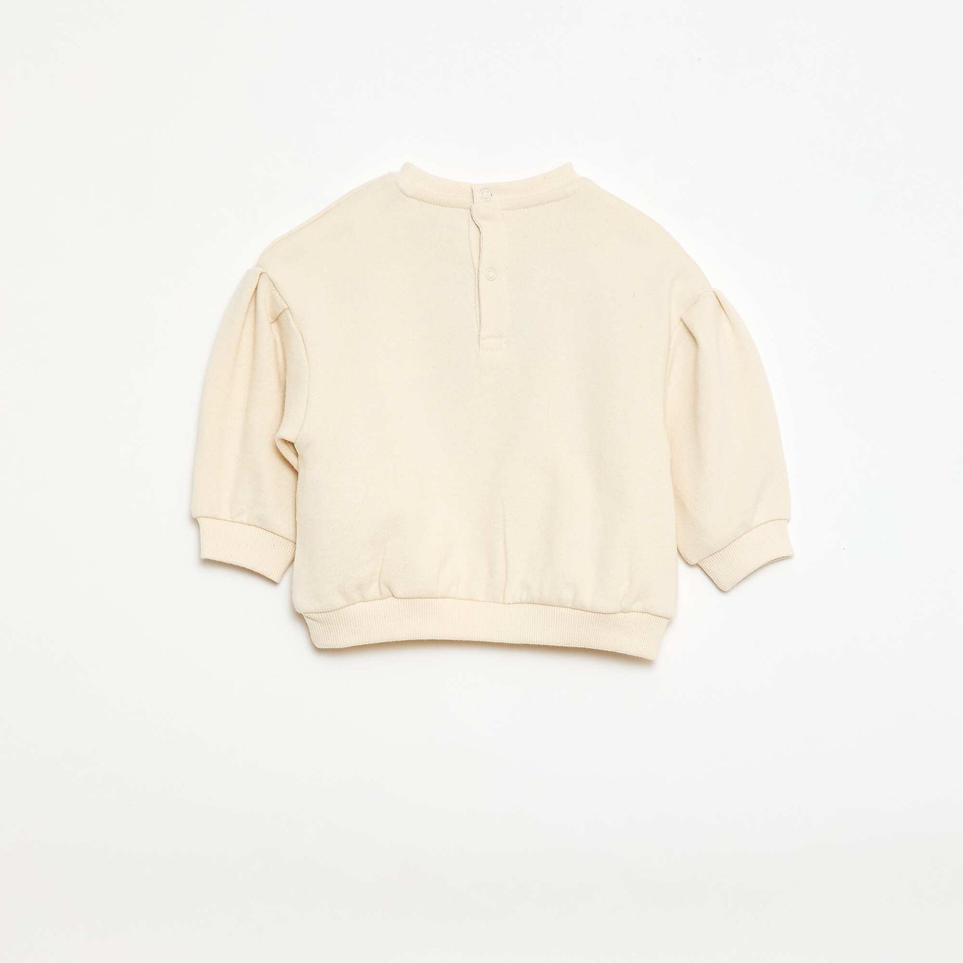 Sweat-shirt à manches longues avec patch en maille bouclette BEIGE