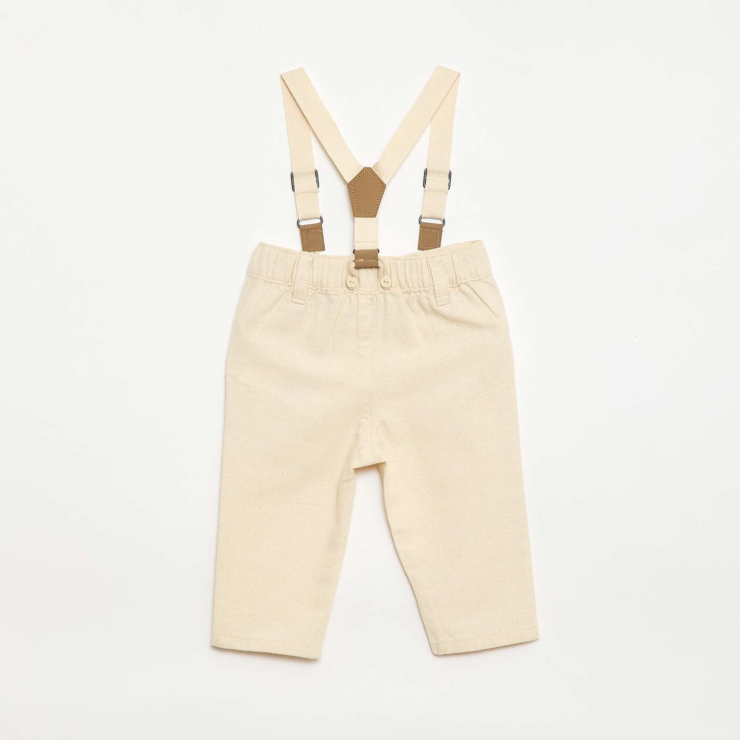 Pantalon chino en lin mélangé avec bretelles BLANC