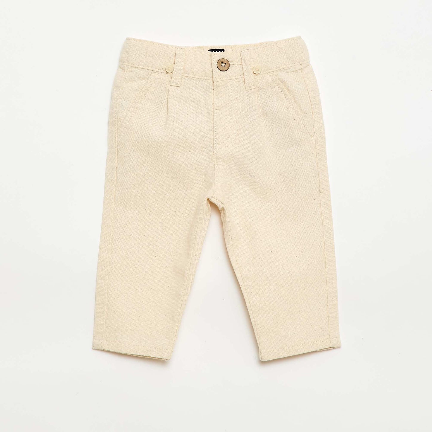 Pantalon chino en lin mélangé avec bretelles BLANC