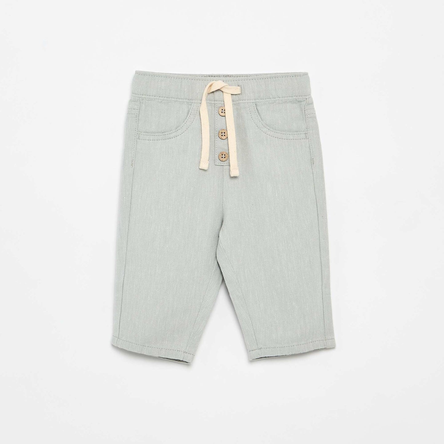 Pantalon bleu uni en lin mélangé BLEU