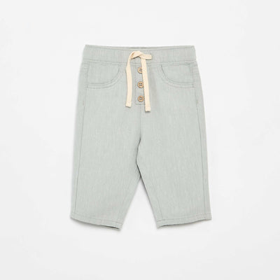 Pantalon bleu uni en lin mélangé BLEU