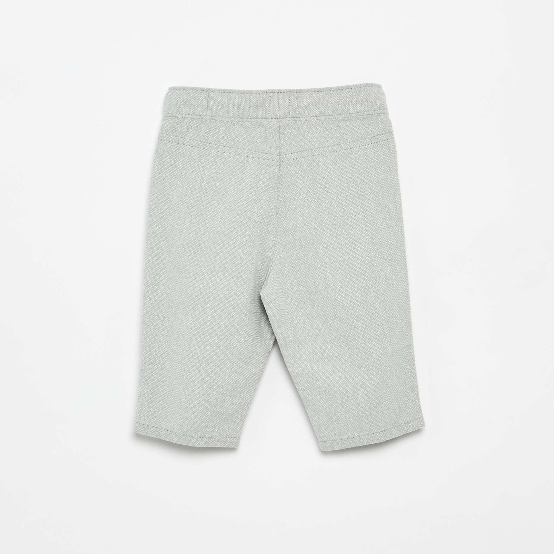 Pantalon bleu uni en lin mélangé BLEU