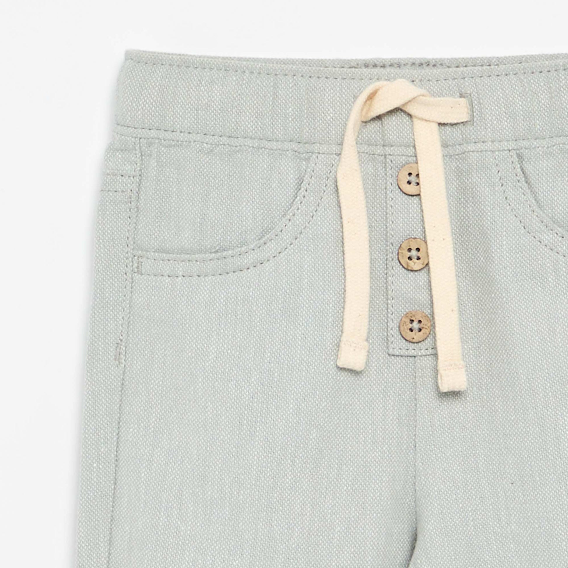 Pantalon bleu uni en lin mélangé BLEU