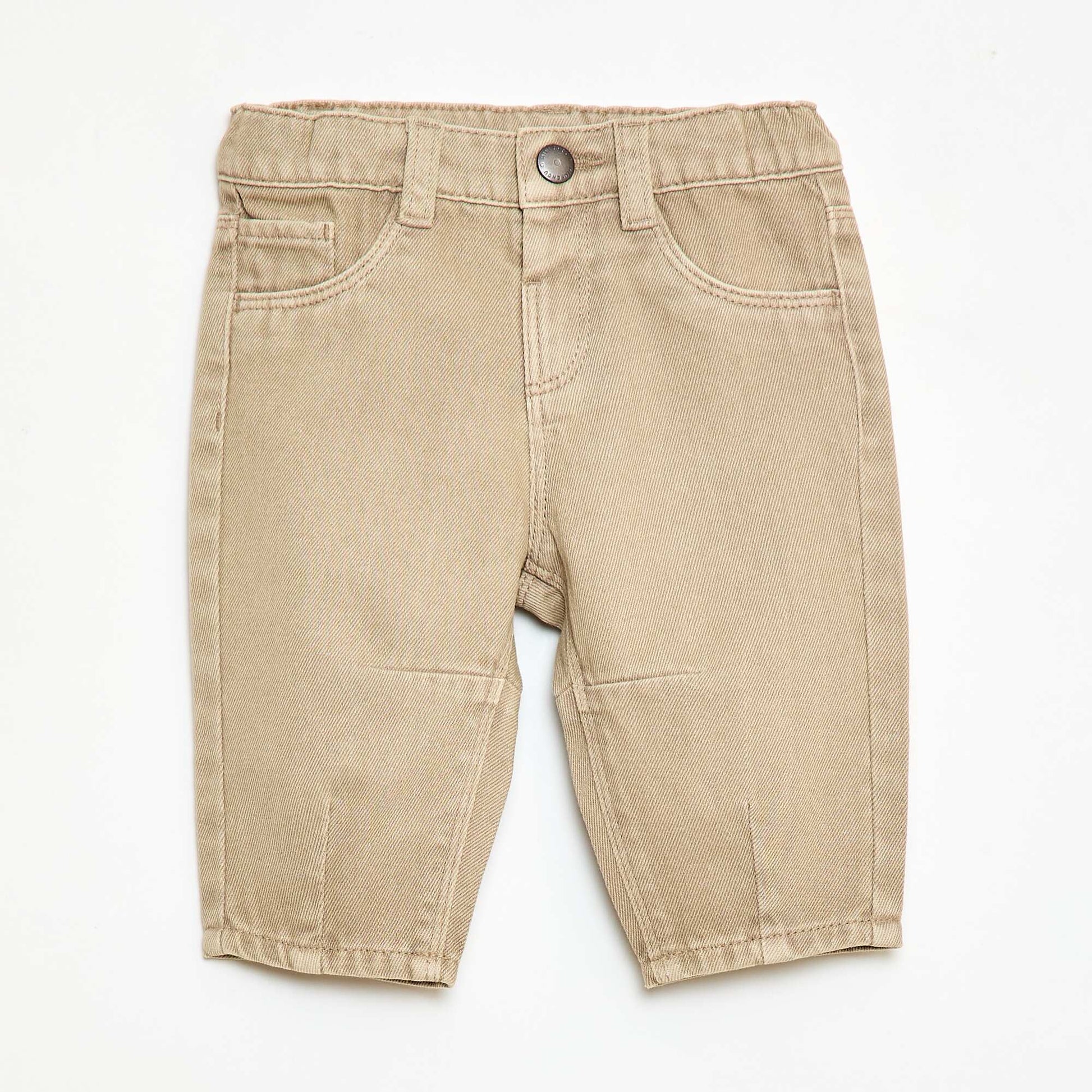 Pantalon paperbag en twill de coton BEIGE